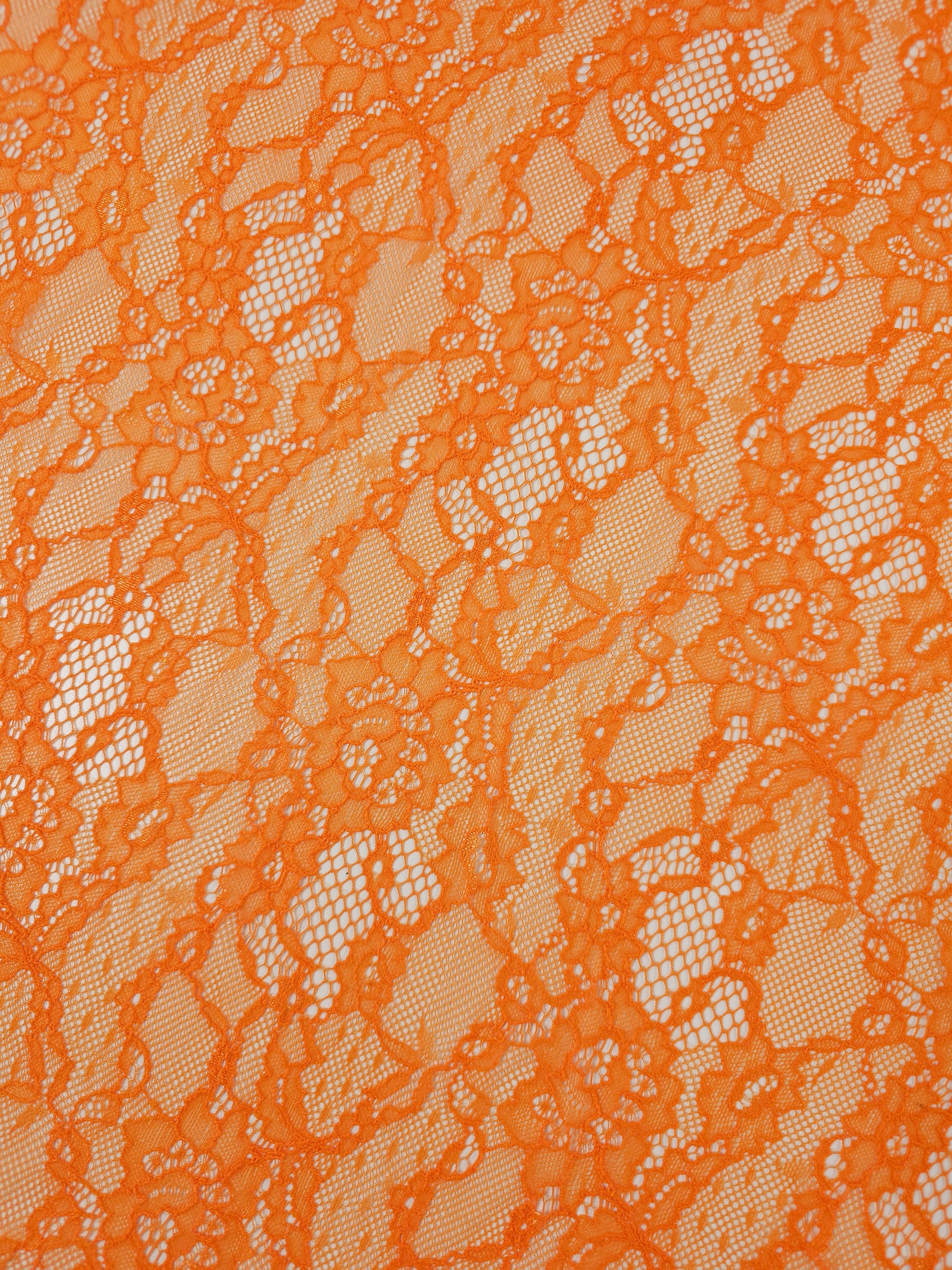 Orange Abstract Floral Mesh Lace