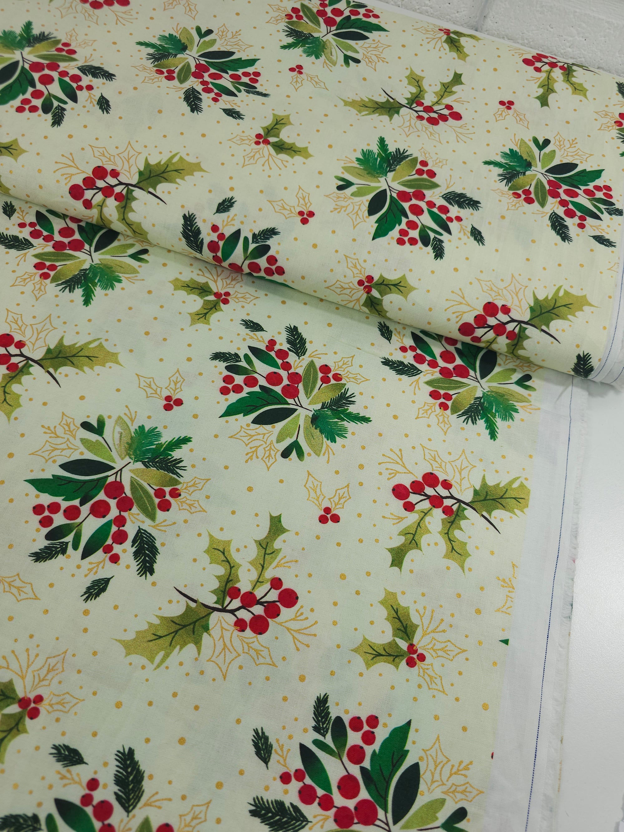 Yellow/Gold Holly Floral 100% Cotton
