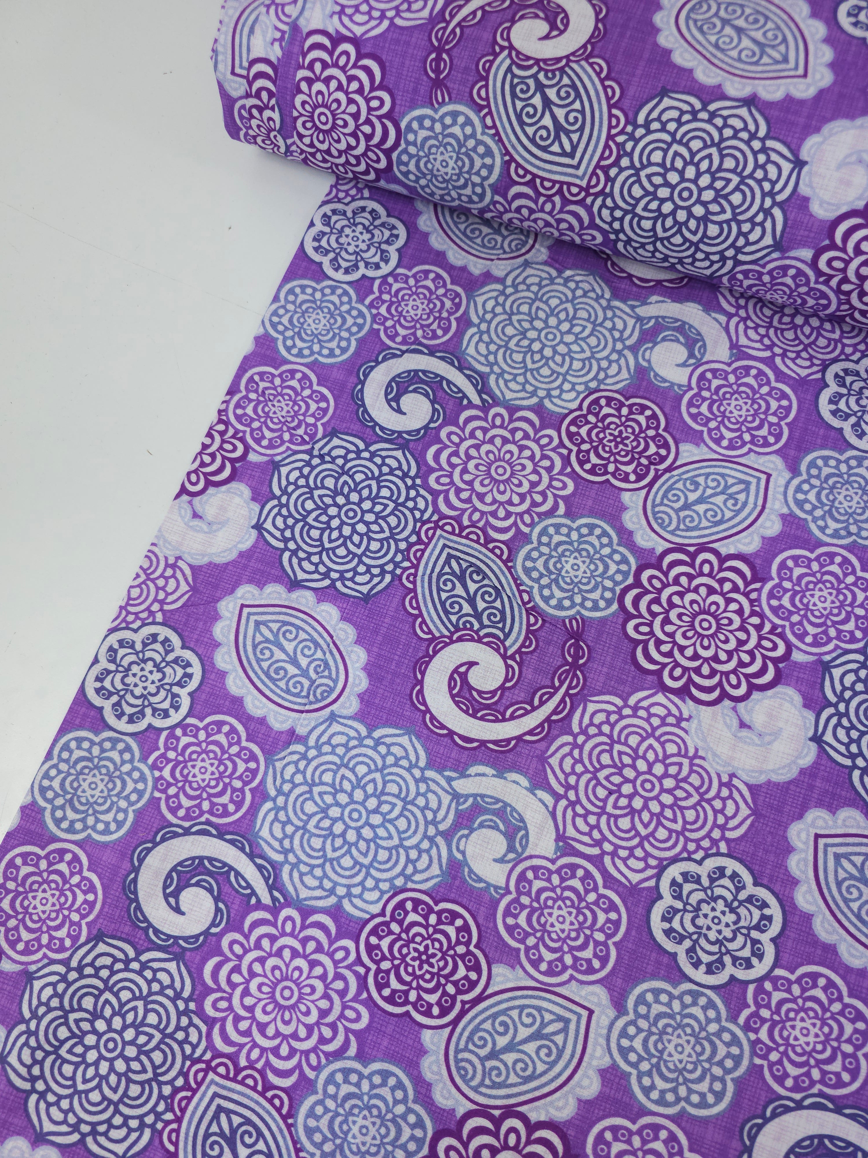 Purple Paisley Floral 100% Cotton
