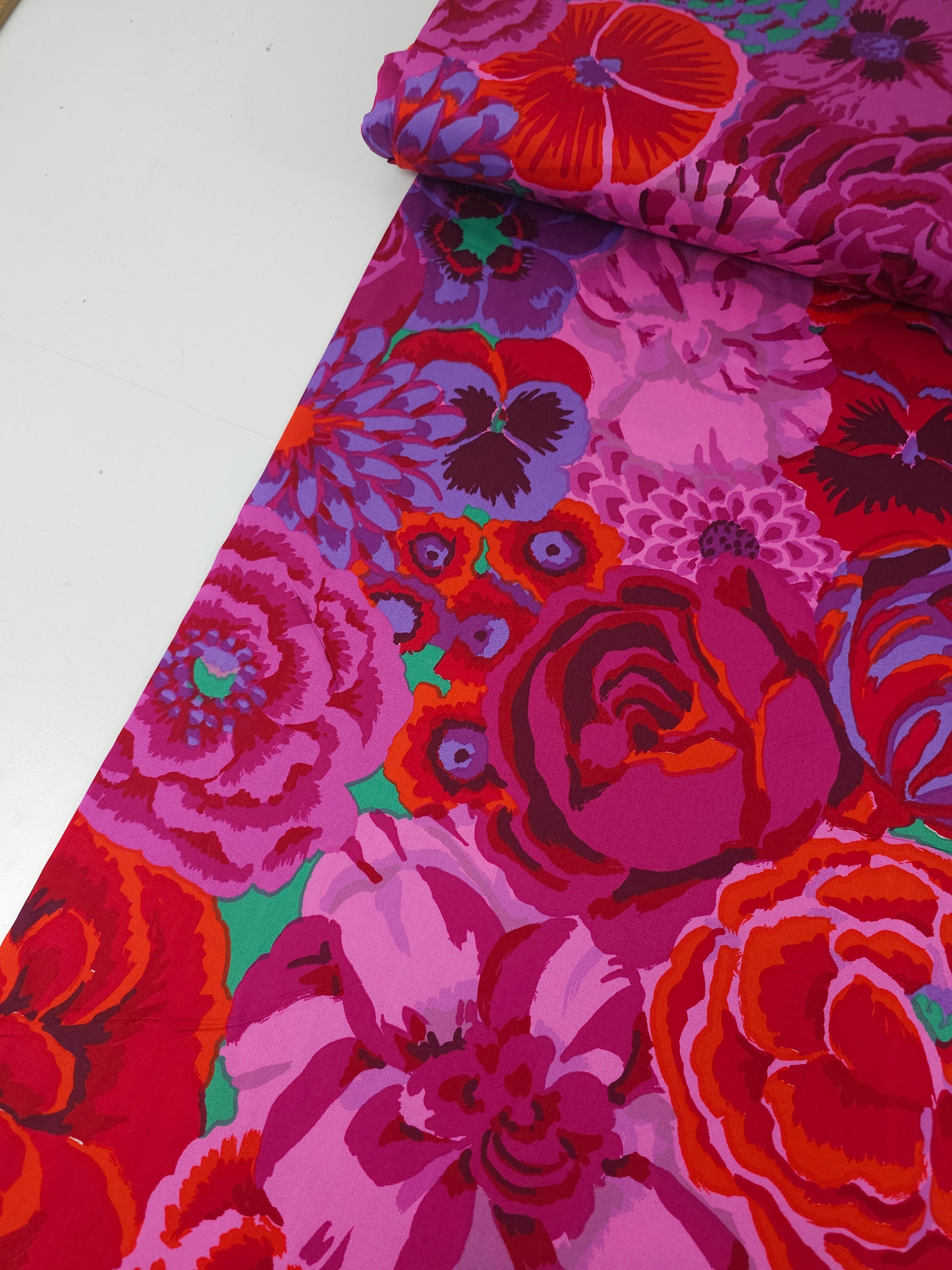 Magenta Bekah Floral Cotton Sateen 108" - Kaffe Fassett *EXTRA WIDE*
