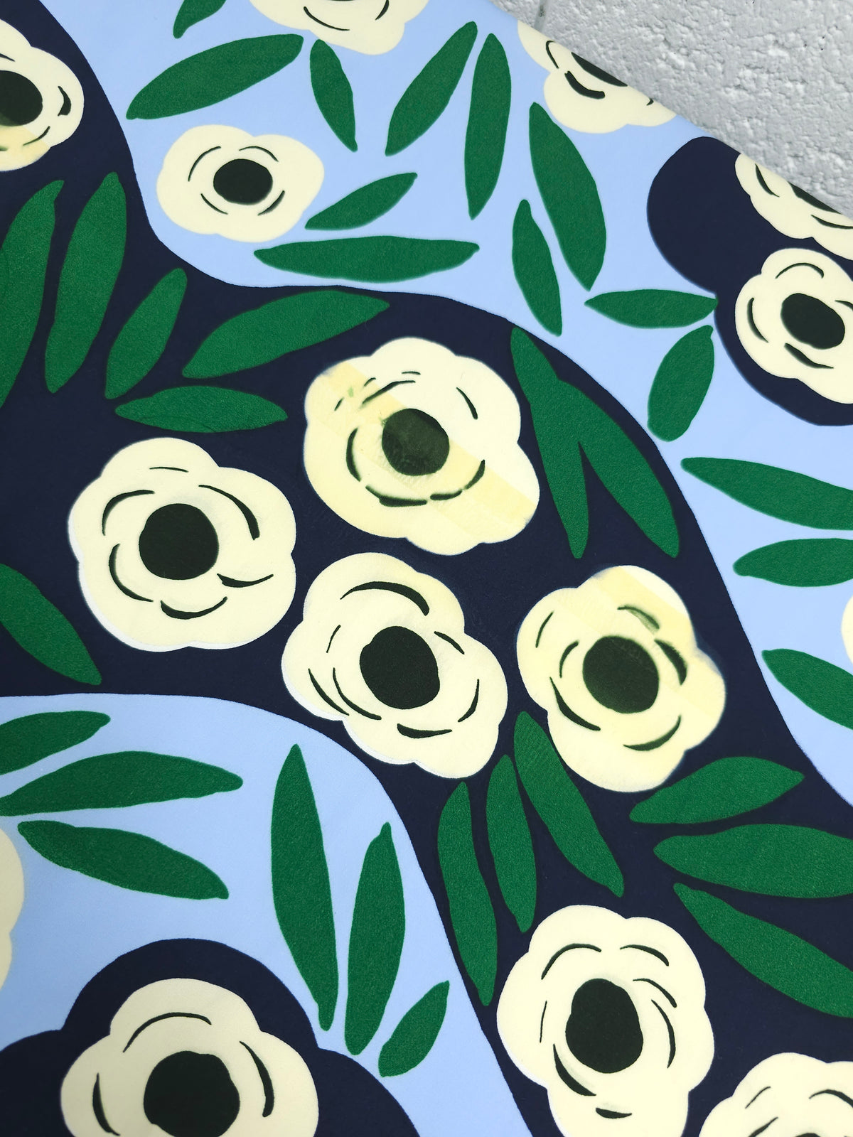 Blue Floating Flower Stream Cotton Poplin - Marimekko x Uniqlo *DEFECT*