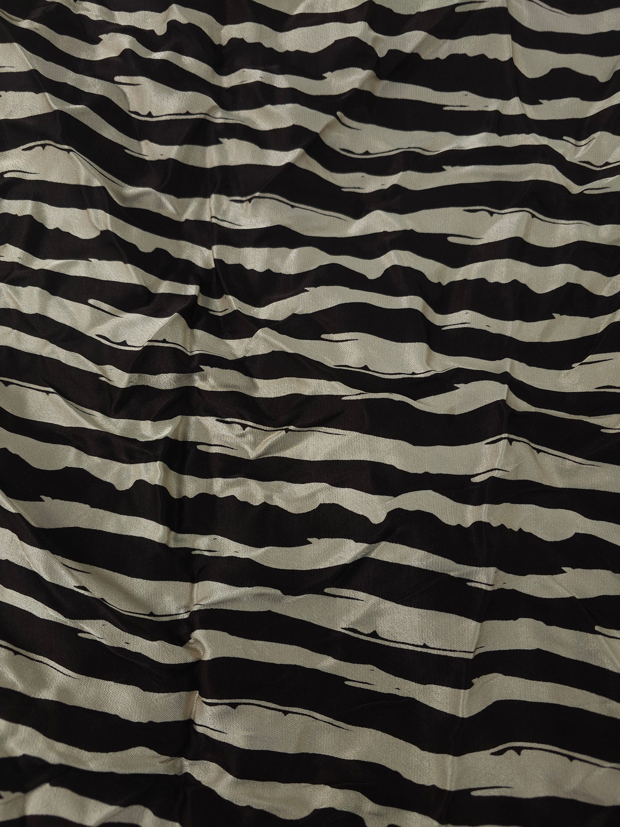 Brown wiggle stripe Viscose satin- 2m piece