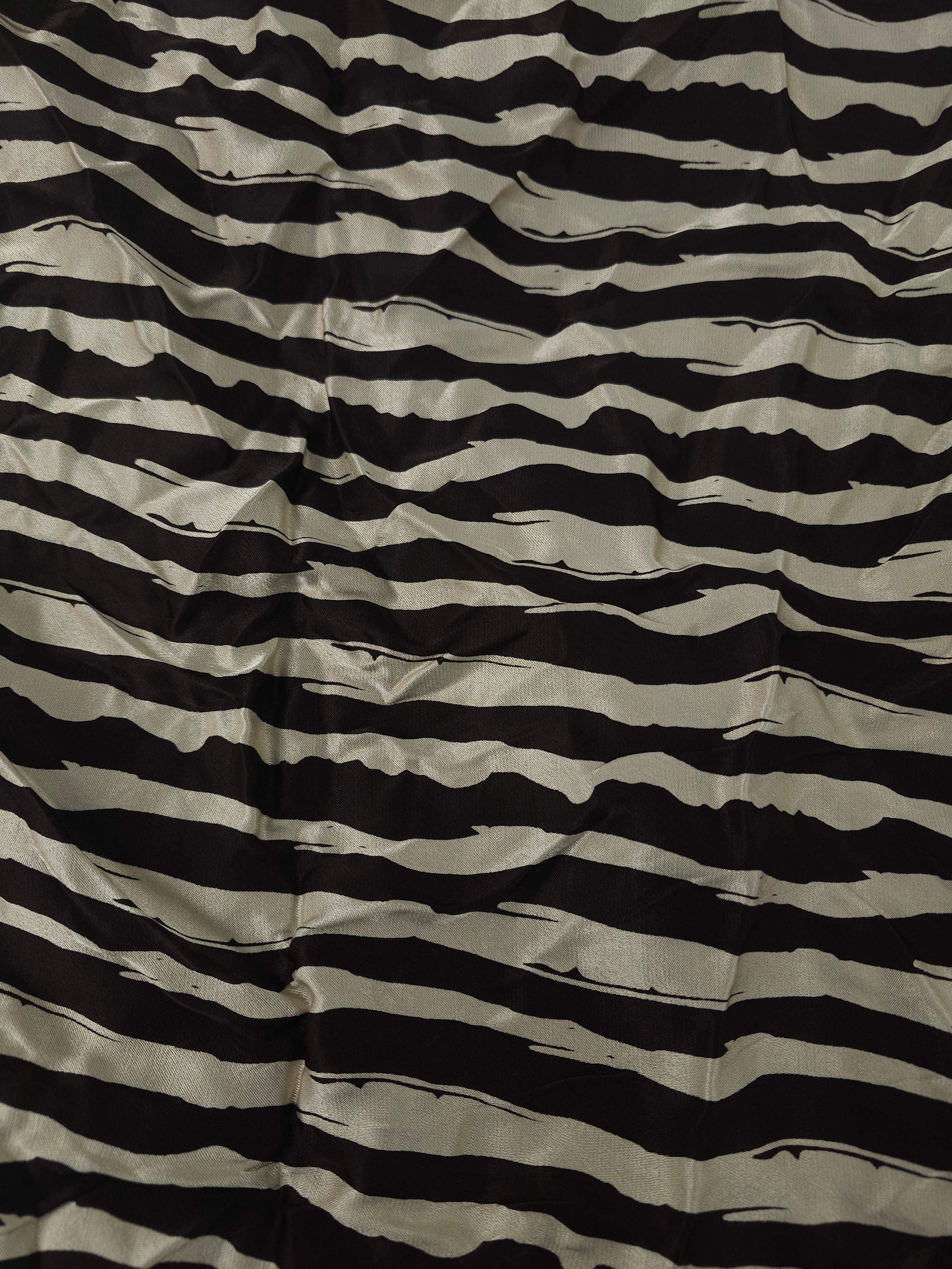 Brown wiggle stripe Viscose satin- 2m piece