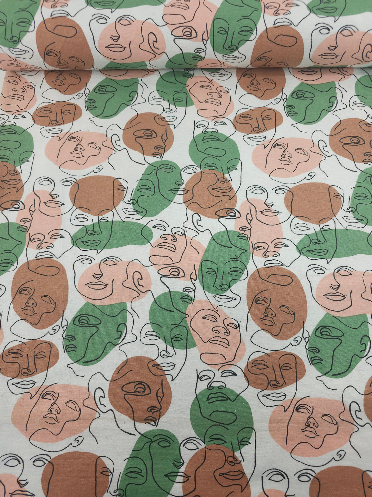 Abstract Sketched Faces Lightweight Flannel Cotton - Joann