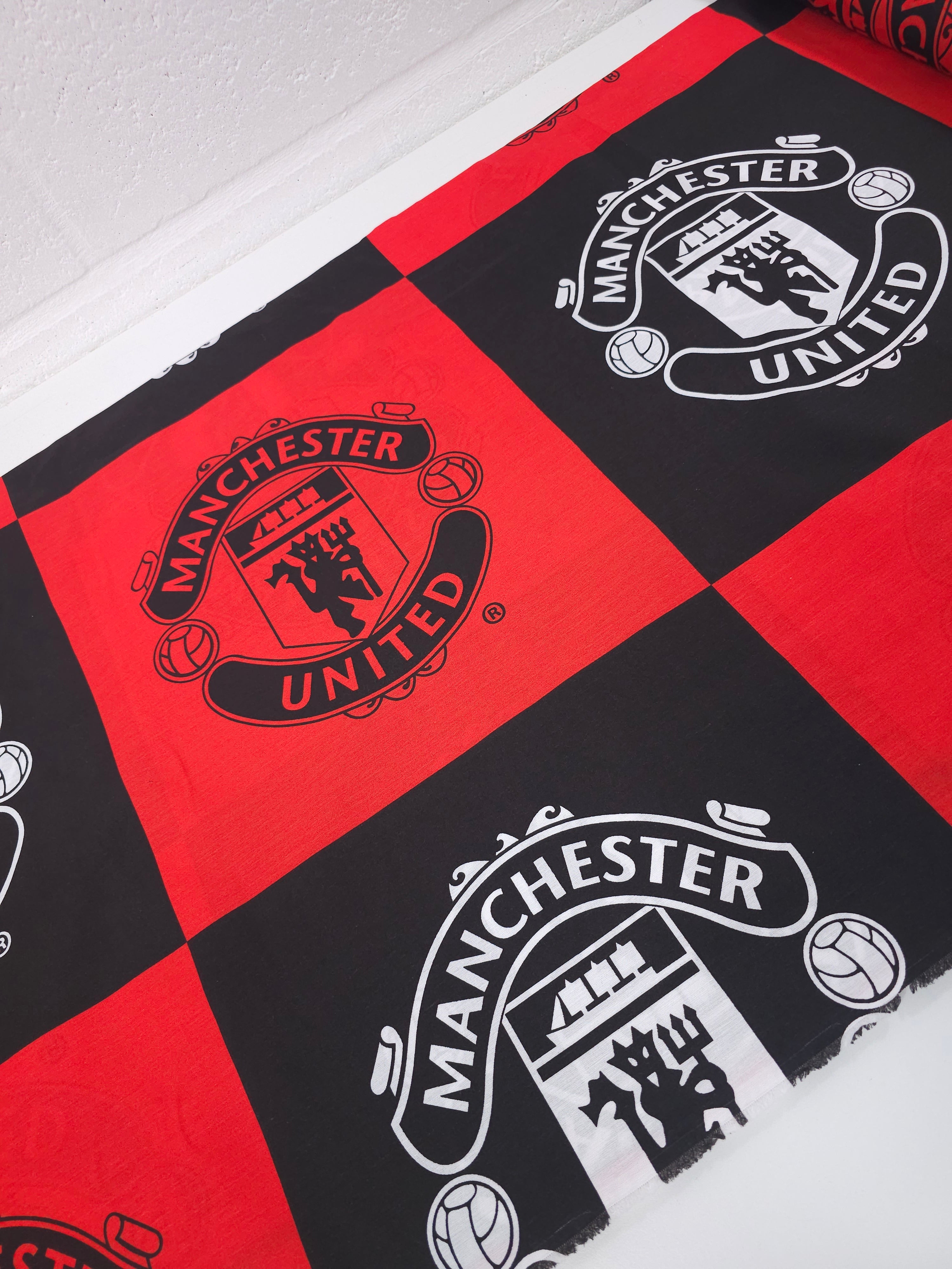 Red/Black Manchester United FC Emblem 100% Cotton Football Fabric 81" *EXTRA WIDE*