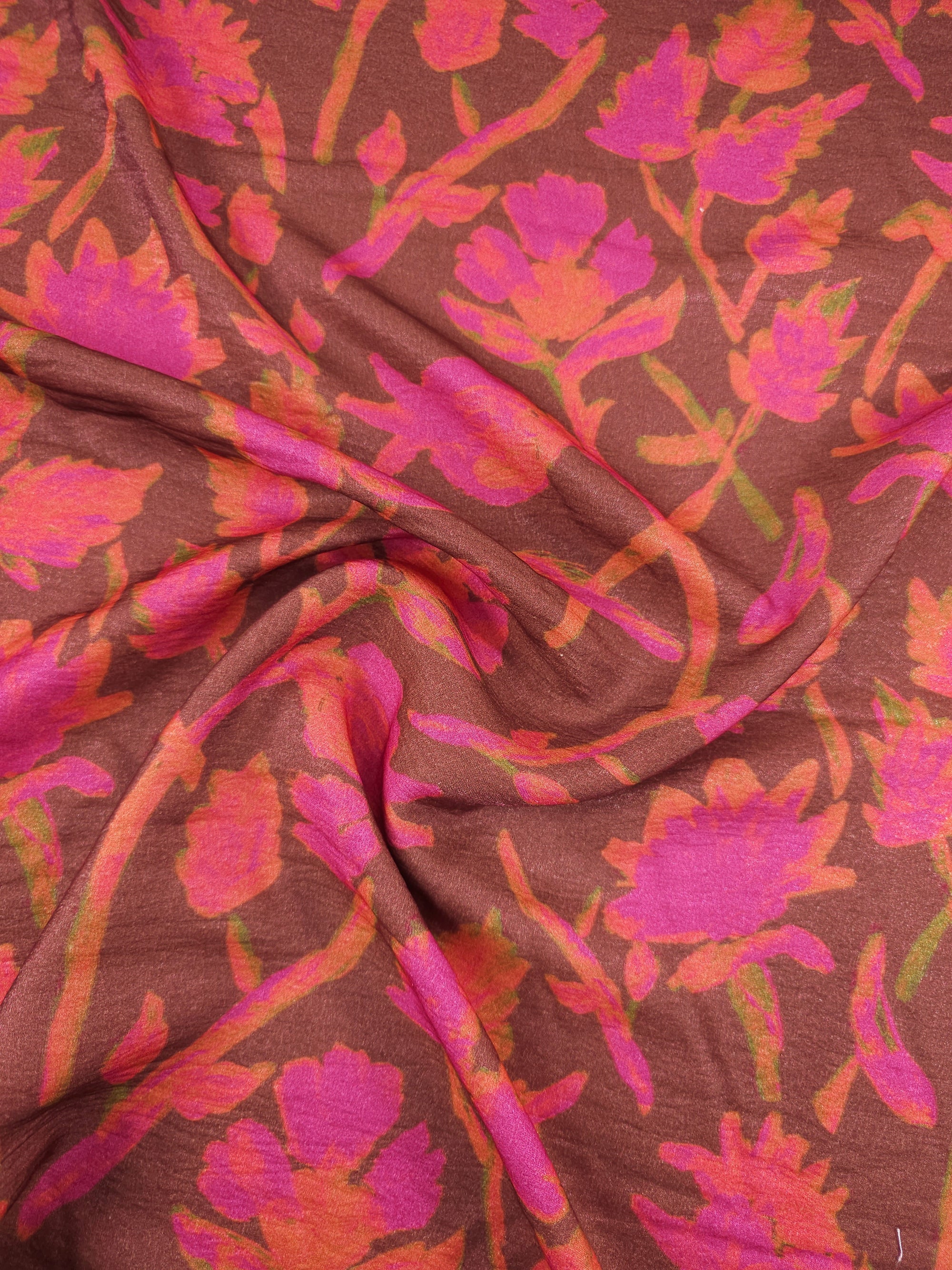 Hot Pink/Brown Wonder Floral Metallic Viscose
