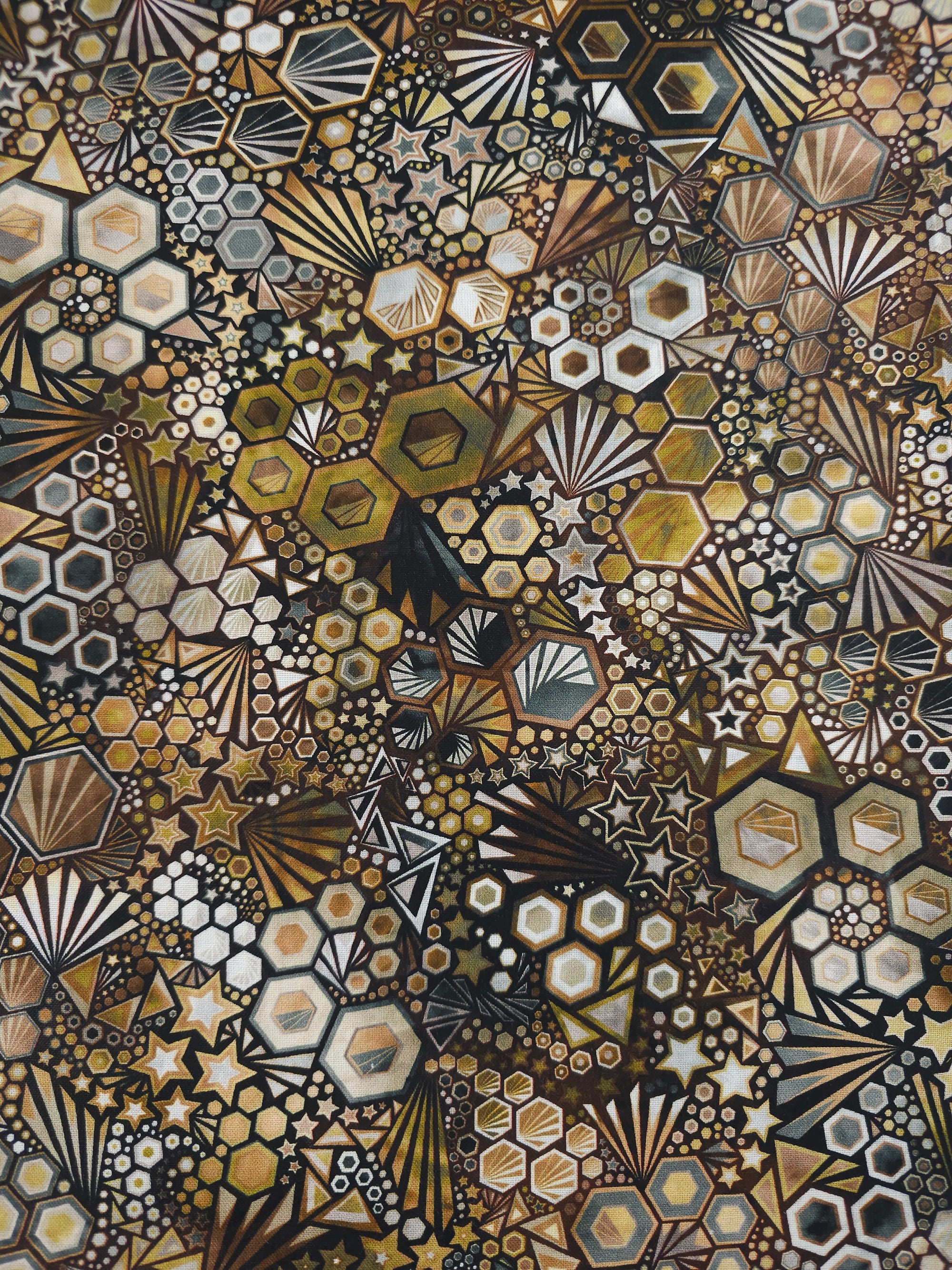 Brown/Bronze Star Phantasma 100% Cotton - Robert Kaufman