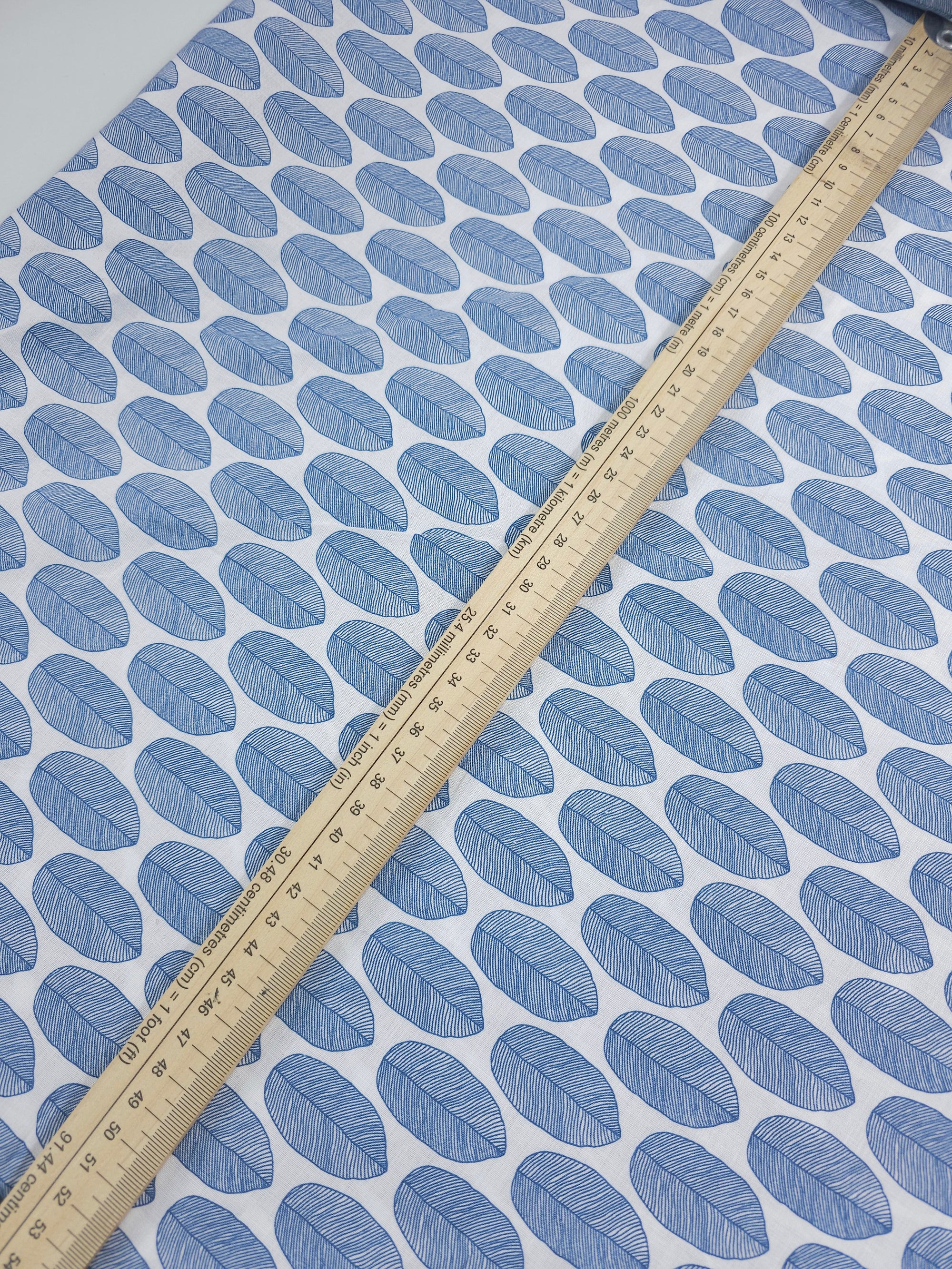 Powder Blue Leaf 100% Cotton 86" *EXTRA WIDE*
