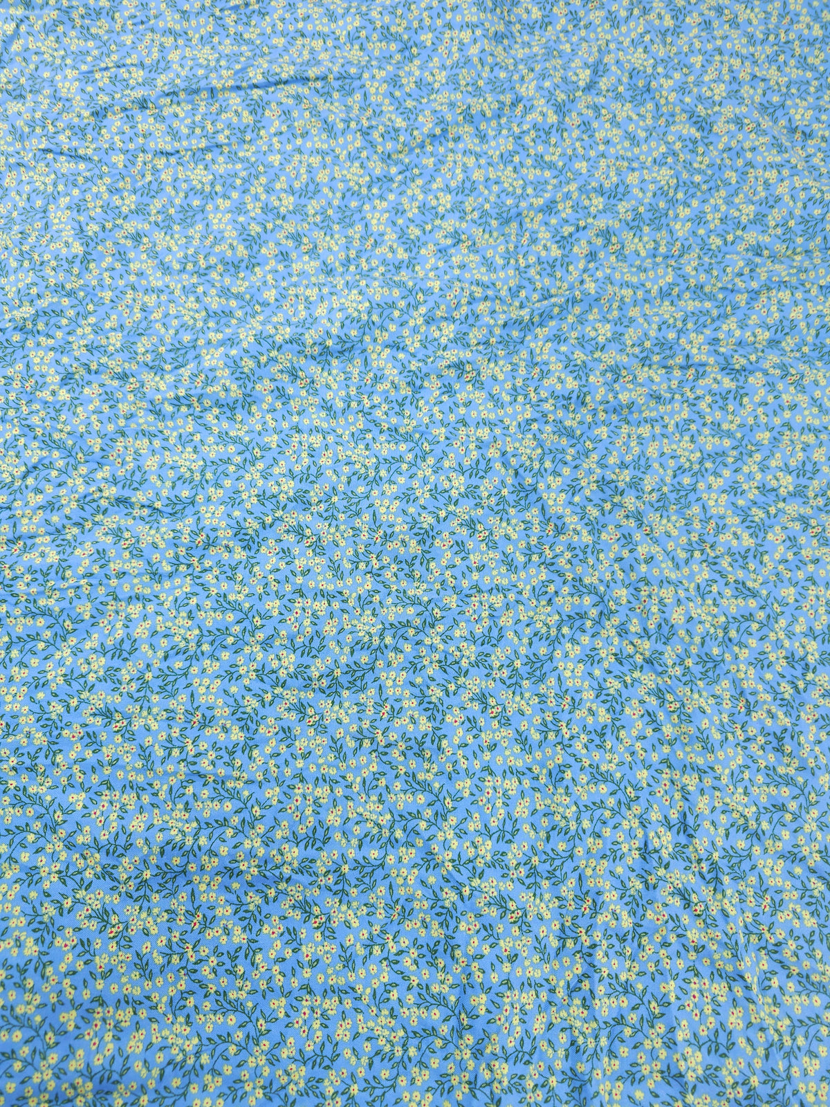 Dainty blue yellow floral Viscose- 2.3m piece