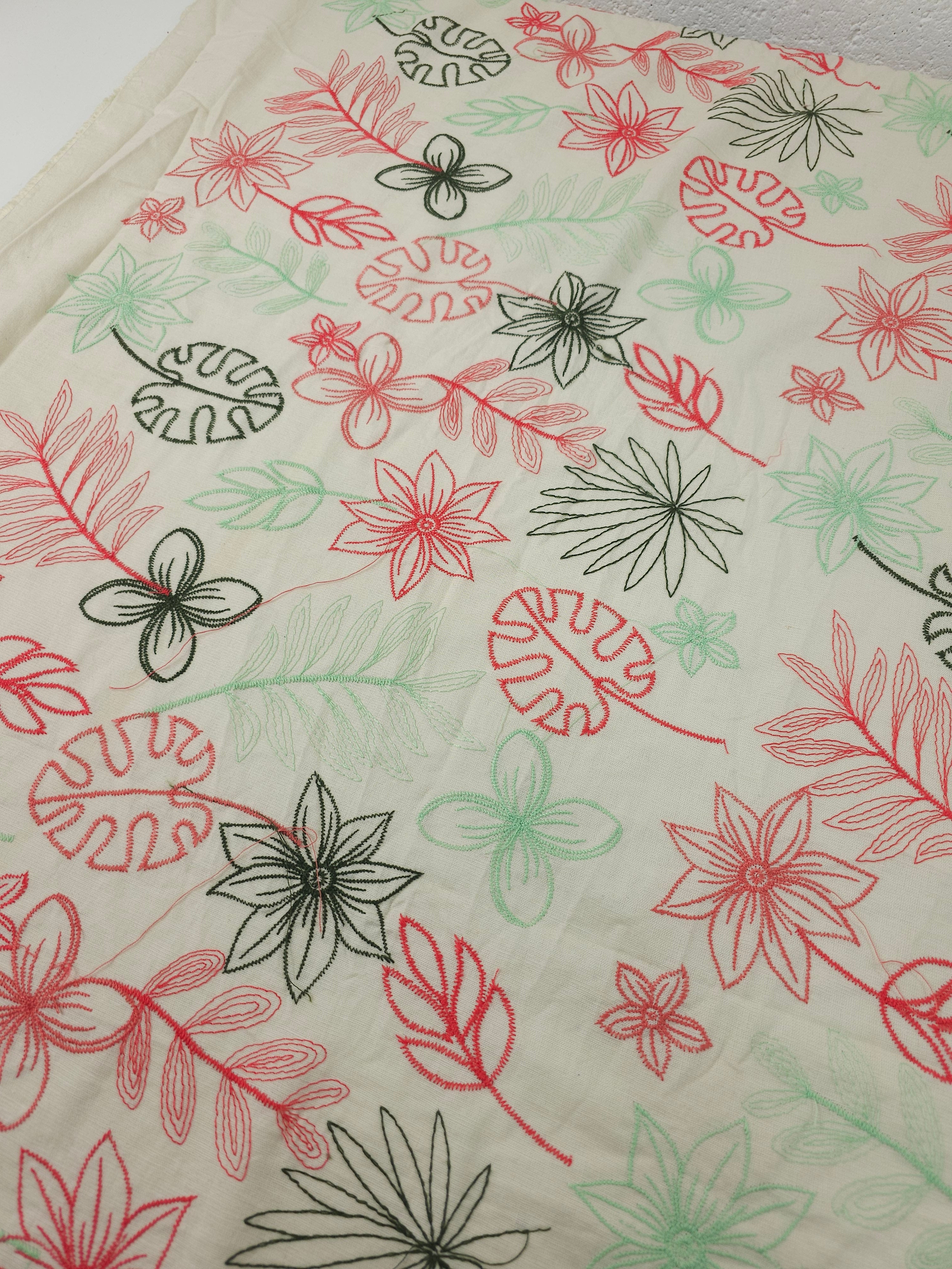 Palm Leaf Linen Look Cotton Broderie Anglaise