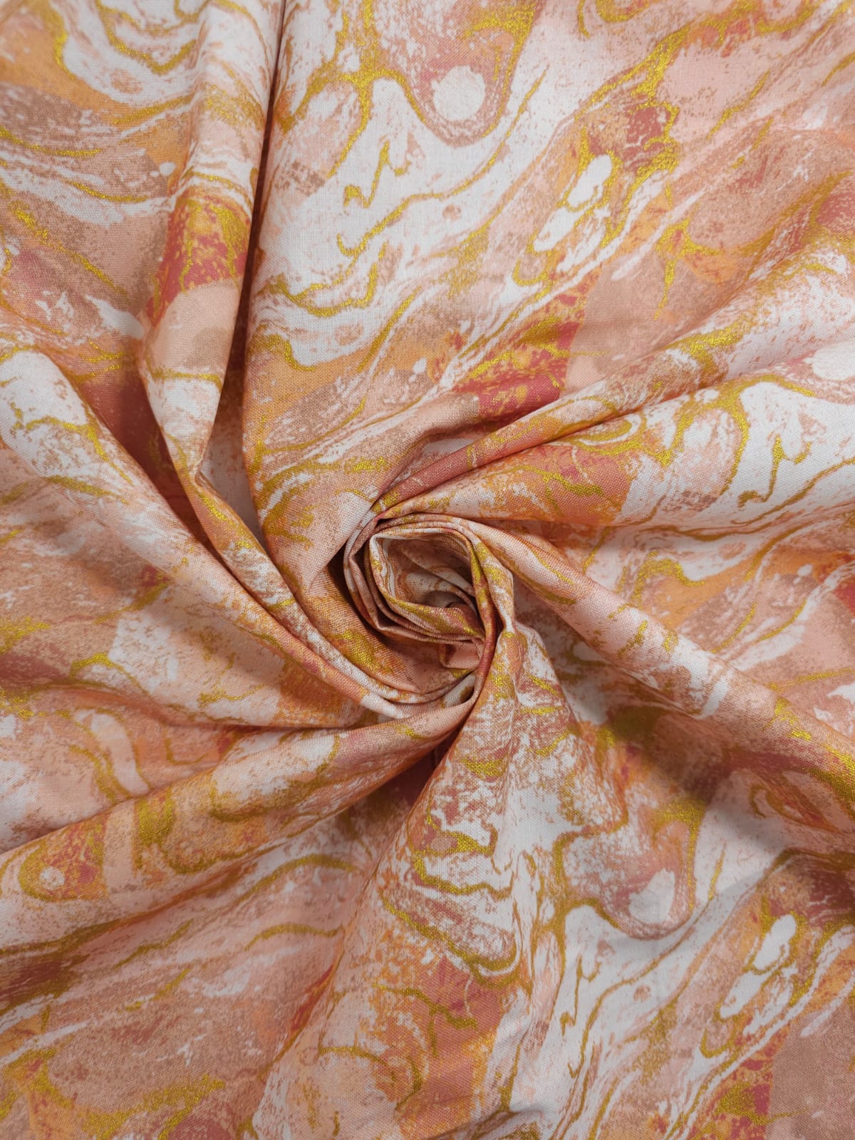 Apricot Marbled Earth Cotton - 2m Piece