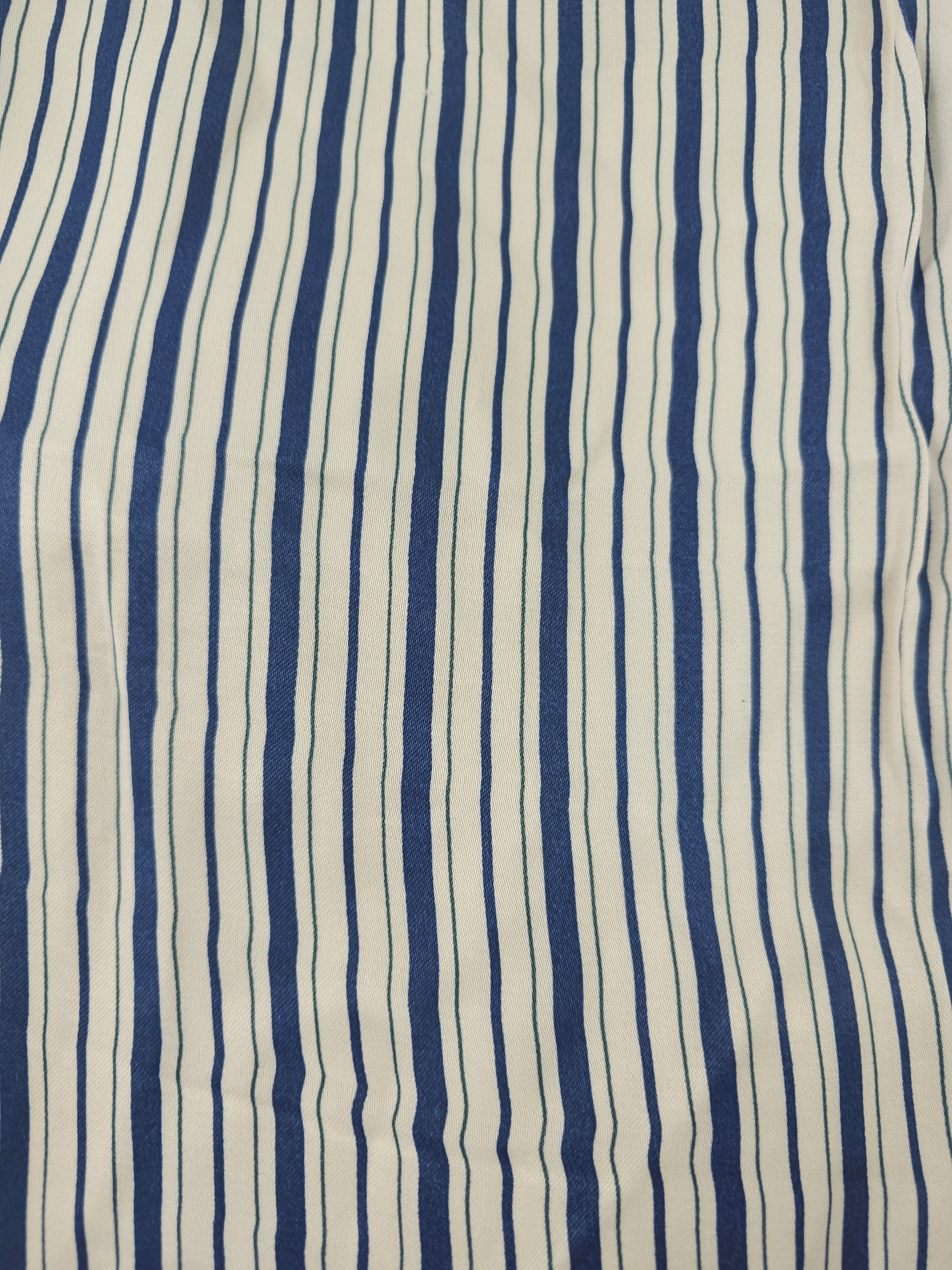 Blue varied stripe Viscose sateen- 1.8m piece