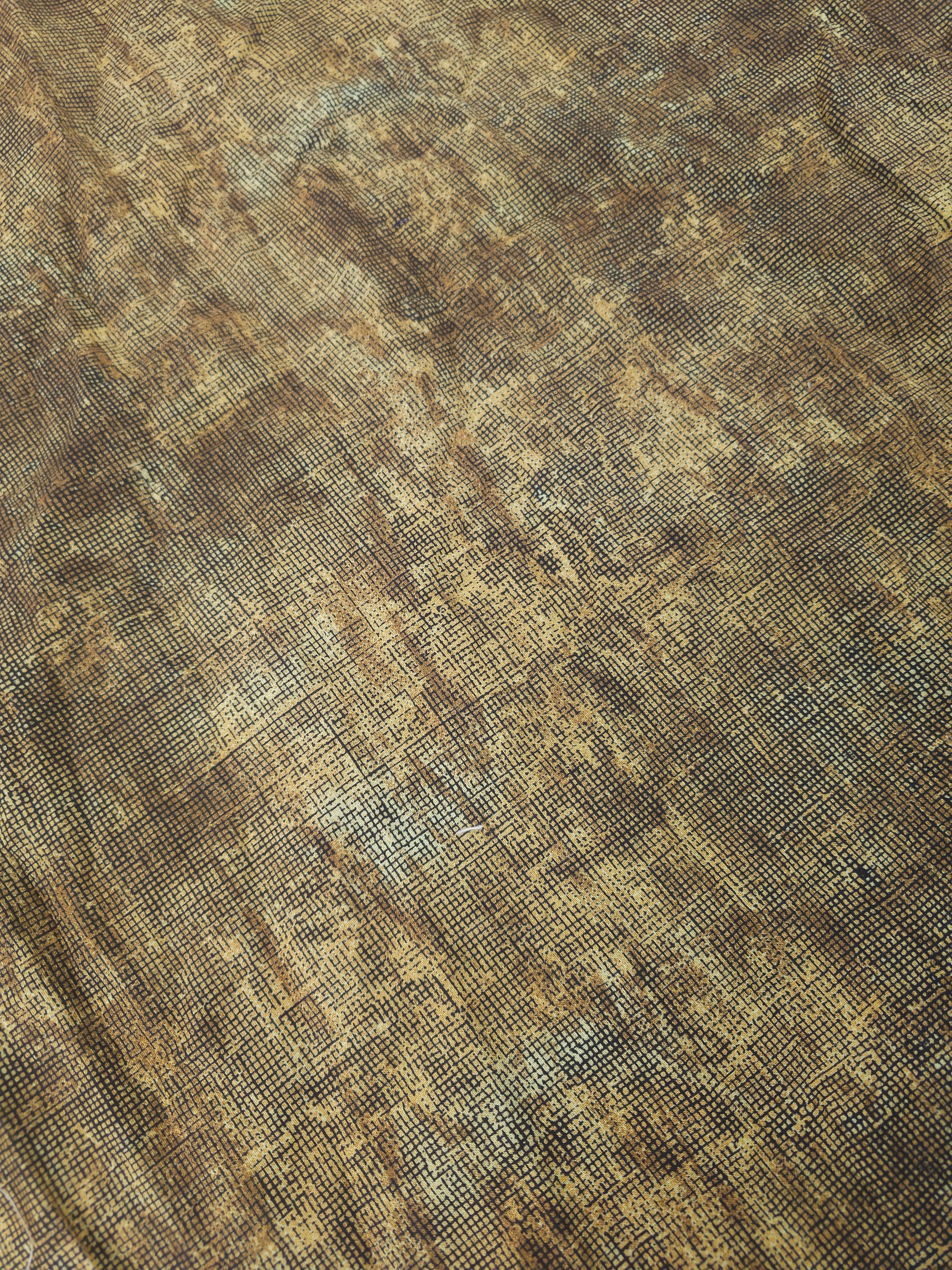 Golden brown grid Cotton- 1m piece