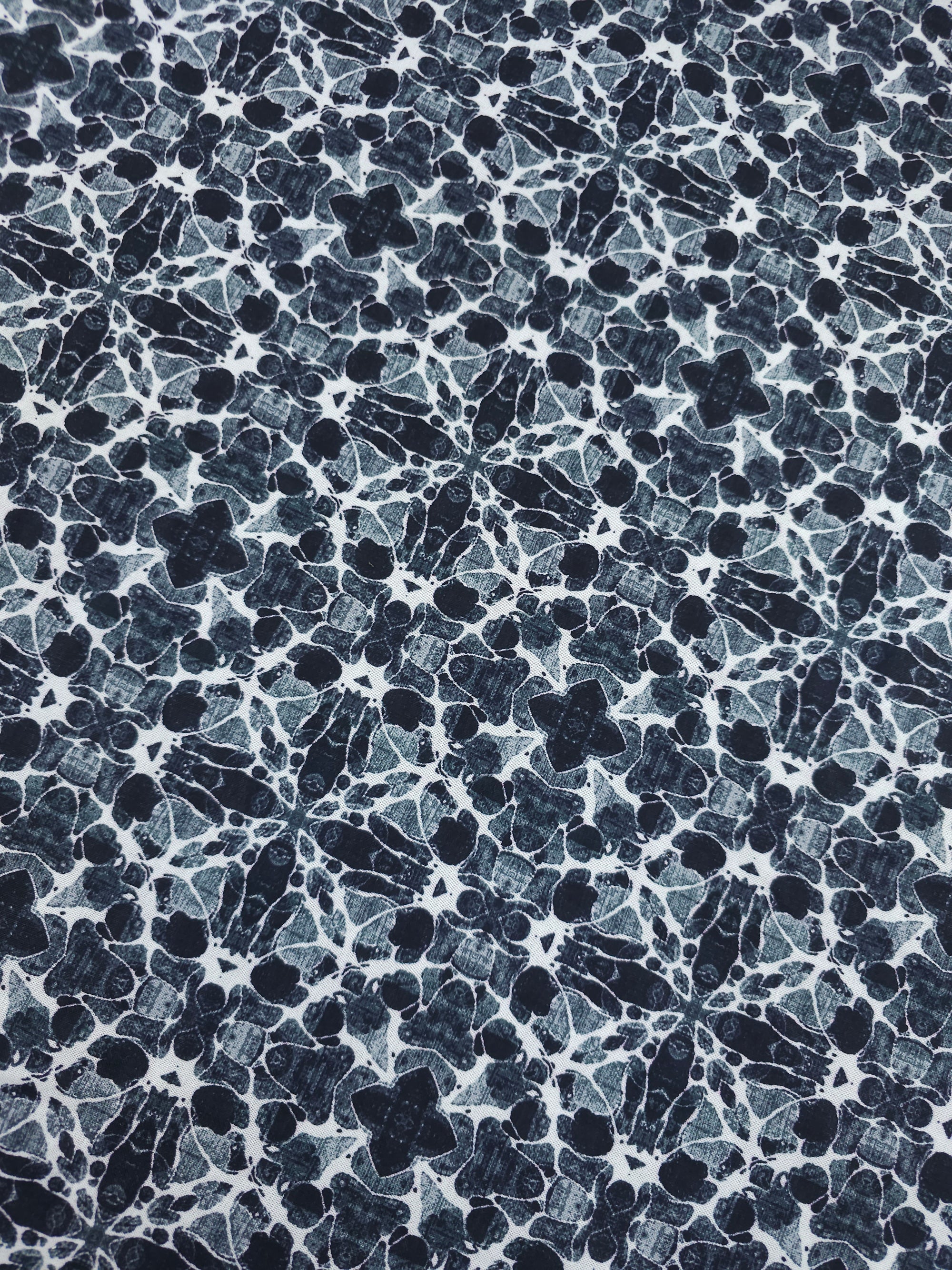 Charcoal Abstract Kaleidoscope 100% Cotton
