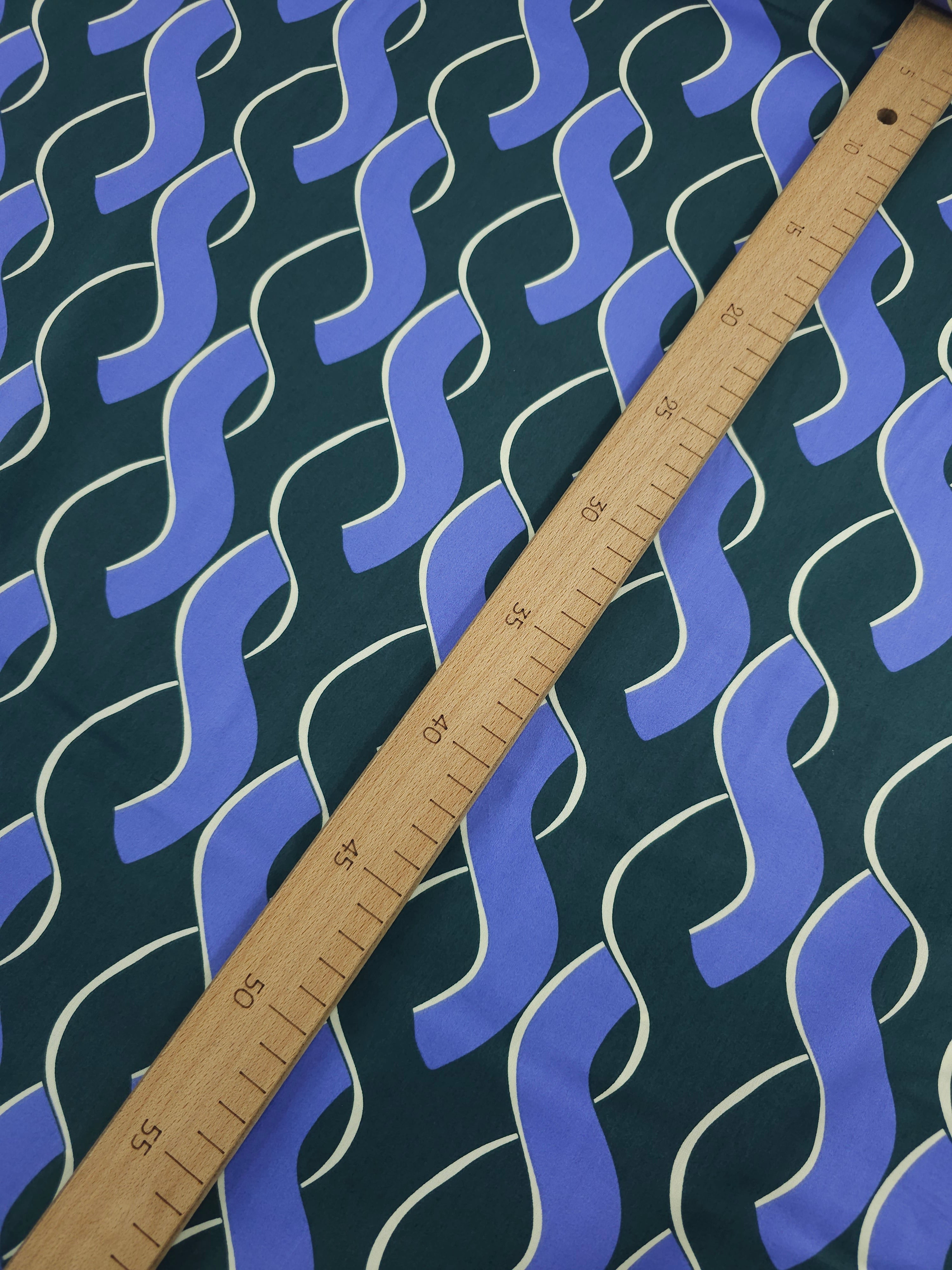 Lavender/Pine Green Abstract Links Cotton Satin 55"