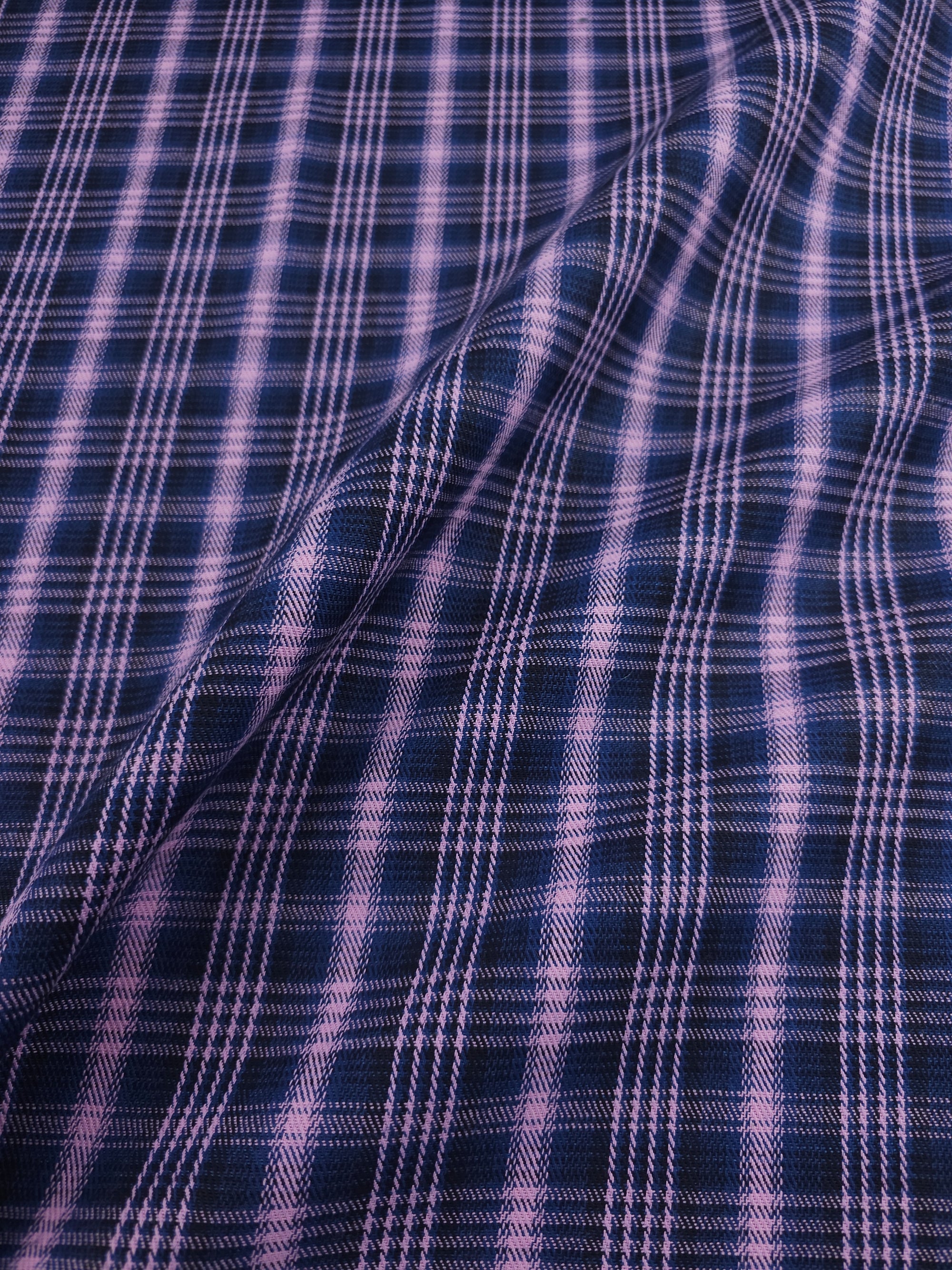 Pinky Lilac/Navy Tartan Denim