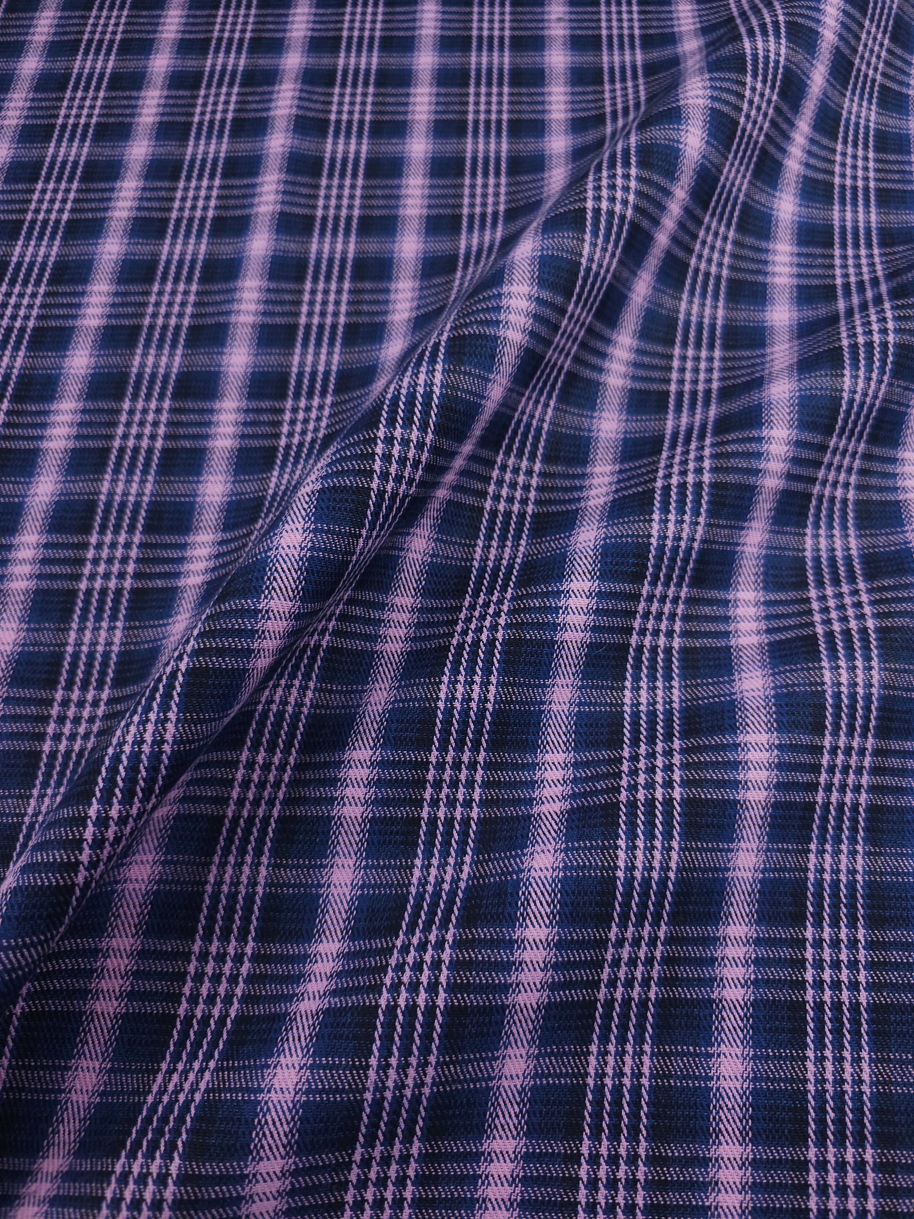 Pinky Lilac/Navy Tartan Denim