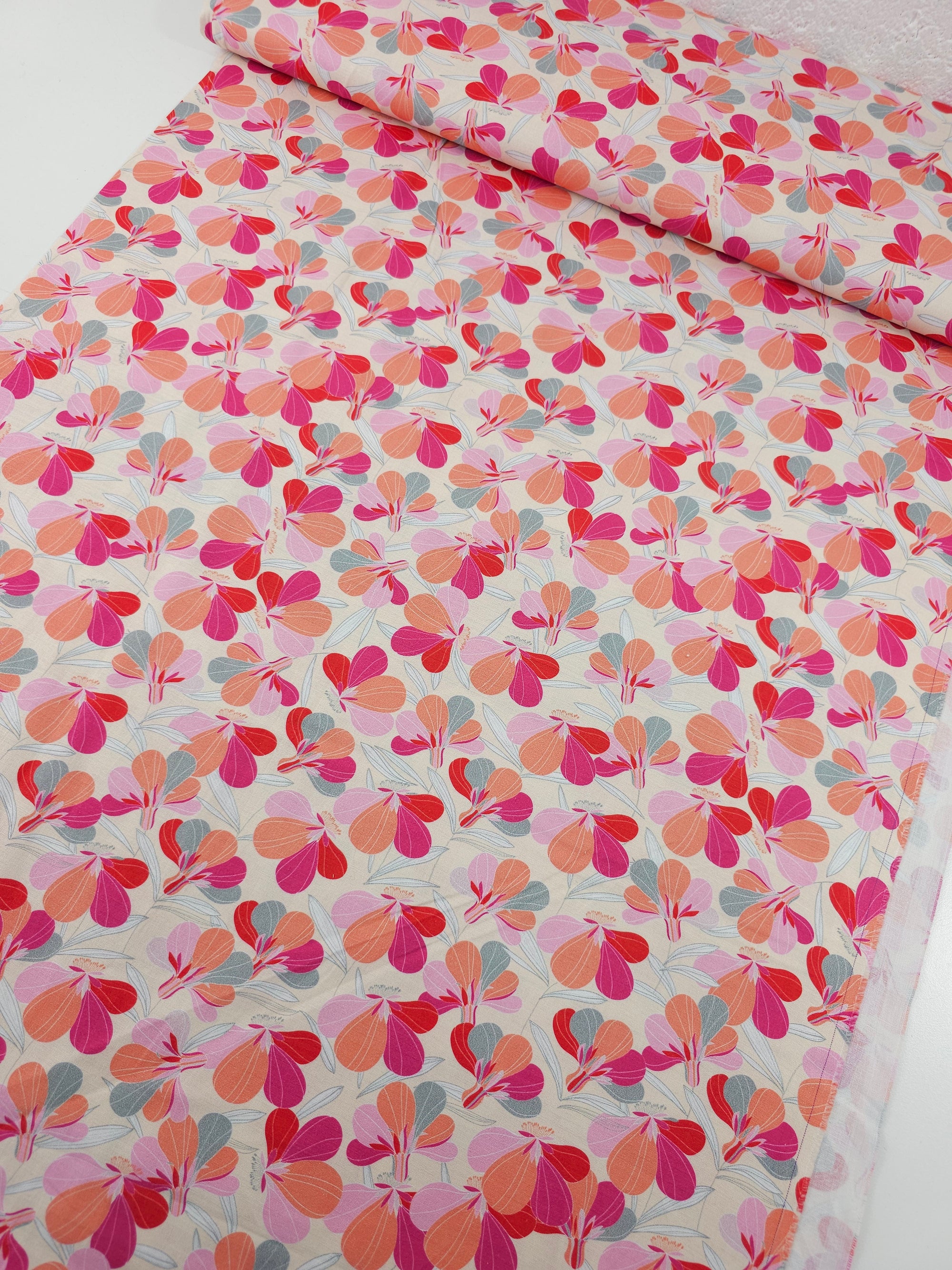 Pink/Coral Floral Flutter 100% Cotton