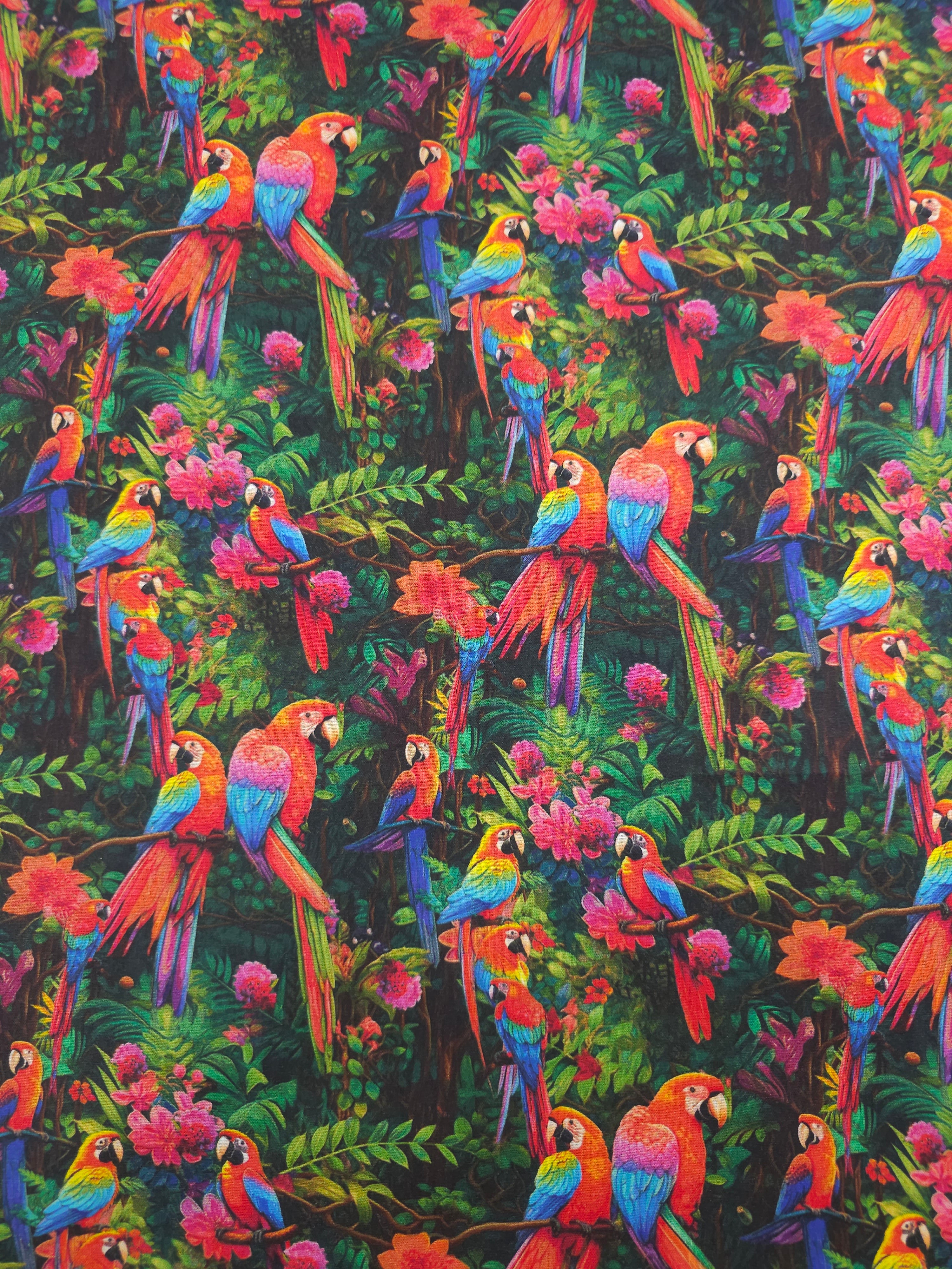 Exotic Floral Parrot Forest 100% Cotton
