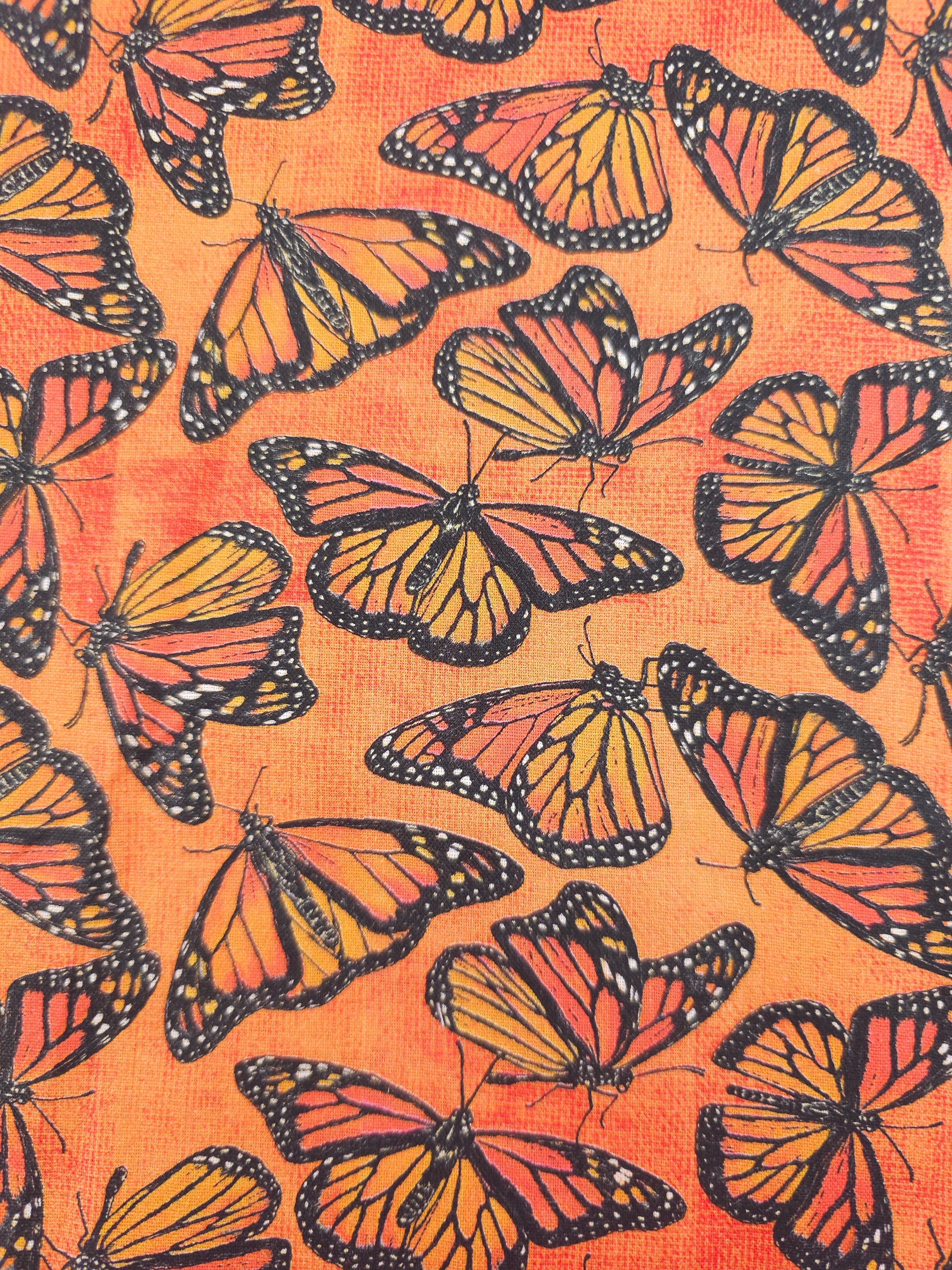 Orange Butterfly 100% Cotton - 2.30m Piece