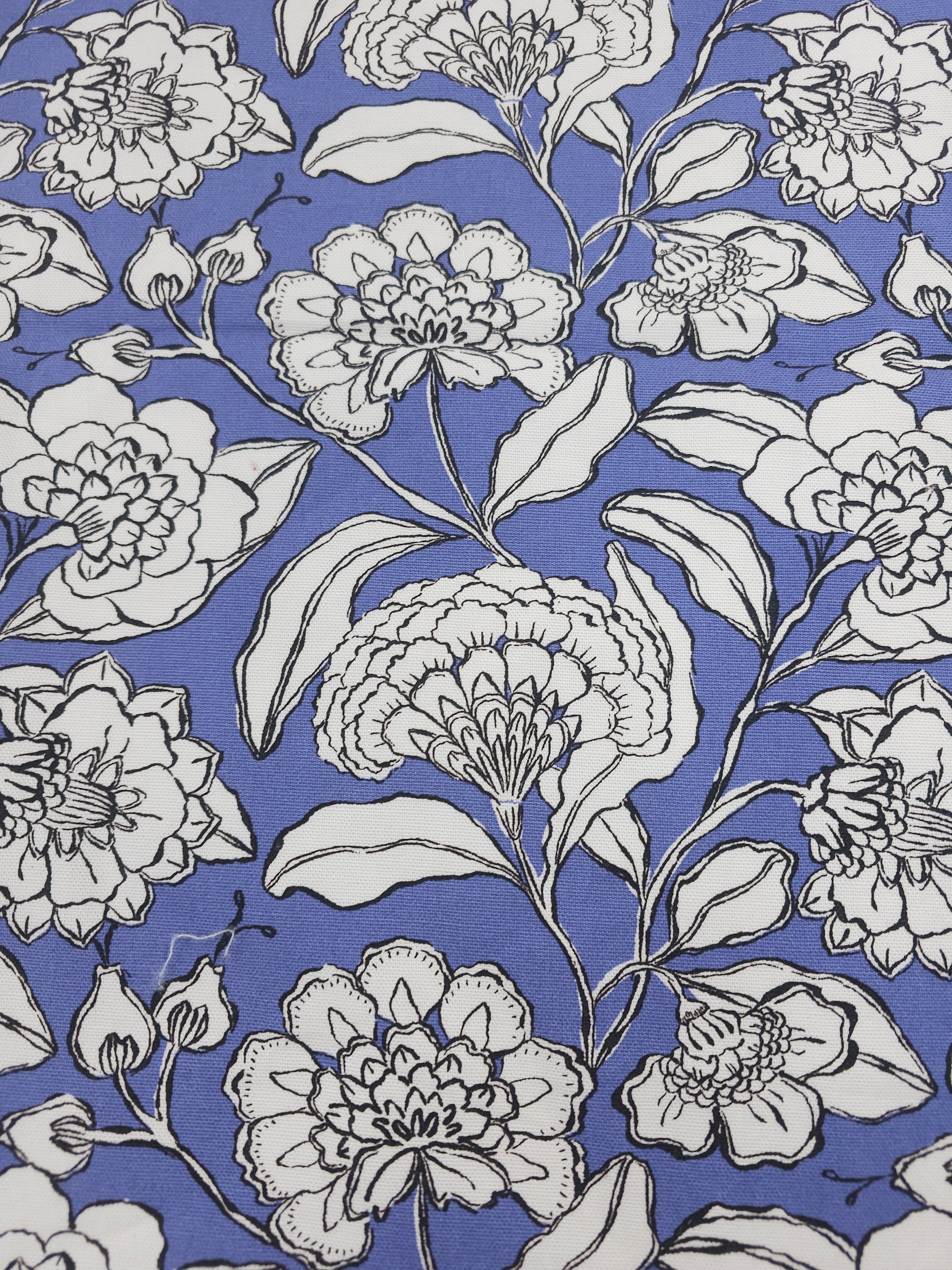 Periwinkle floral Cotton canvas- 1m piece