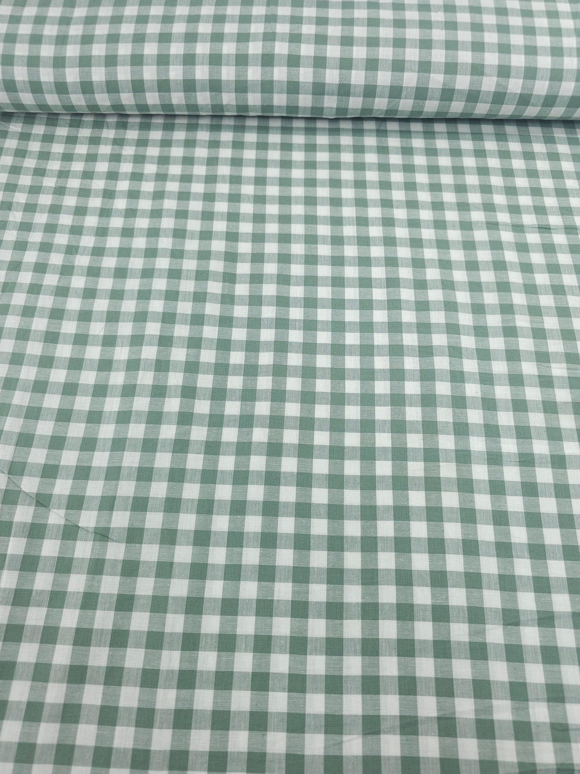 Pale Pine Green Gingham 100% Cotton 98" *EXTRA WIDE*