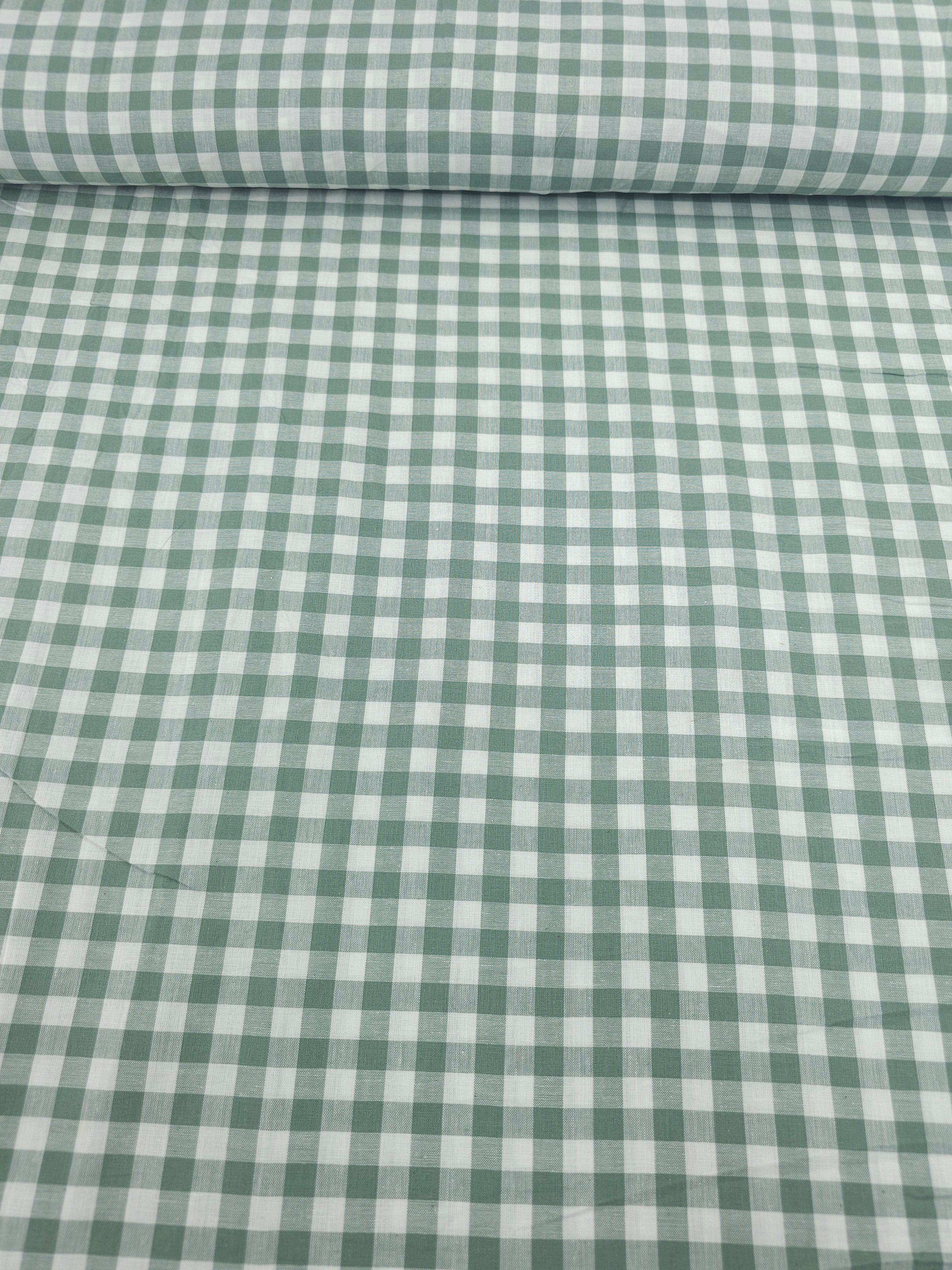 Pale Pine Green Gingham 100% Cotton 98" *EXTRA WIDE*