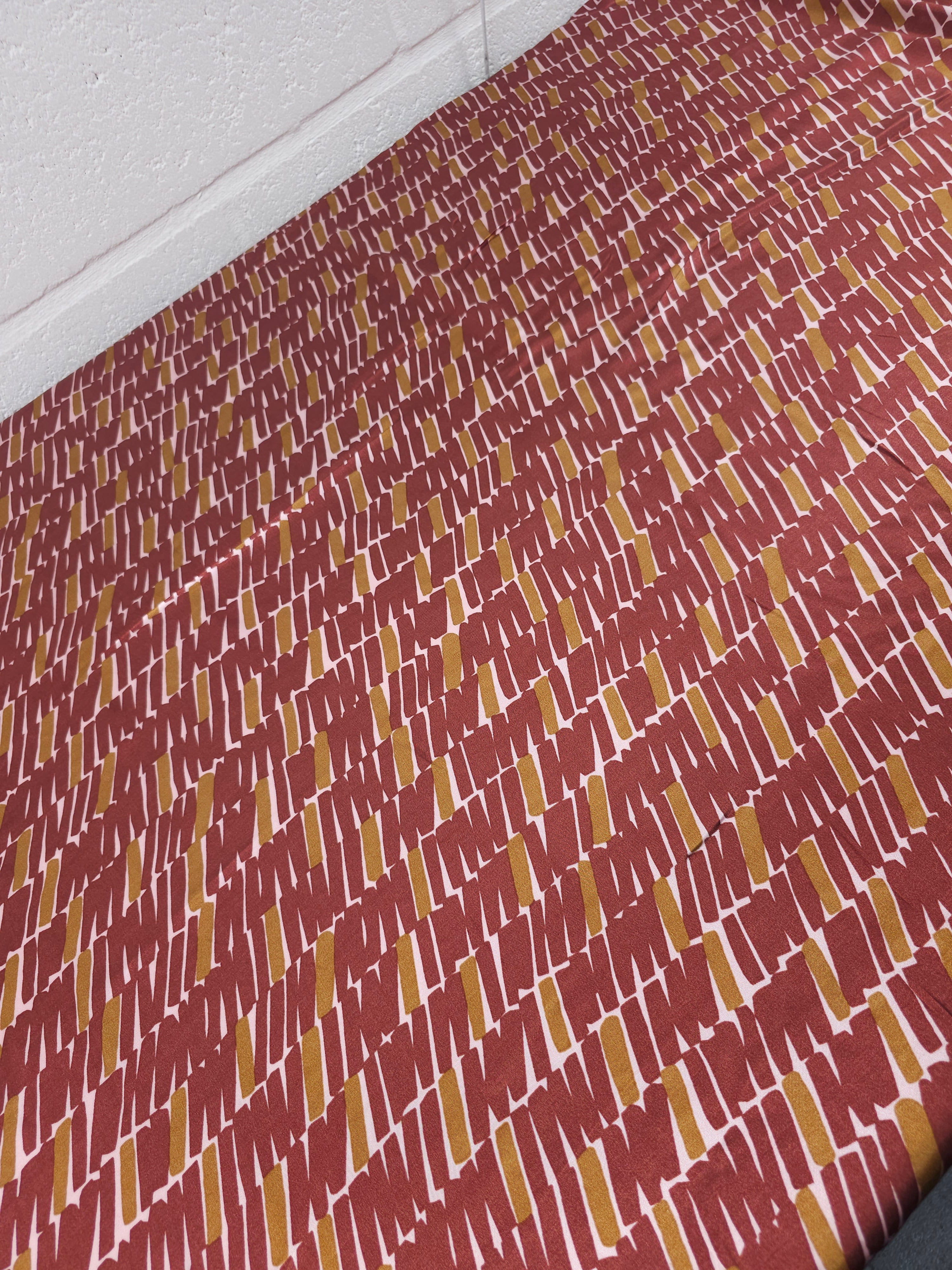 Burgundy/Bronze Slanted Track Viscose Satin