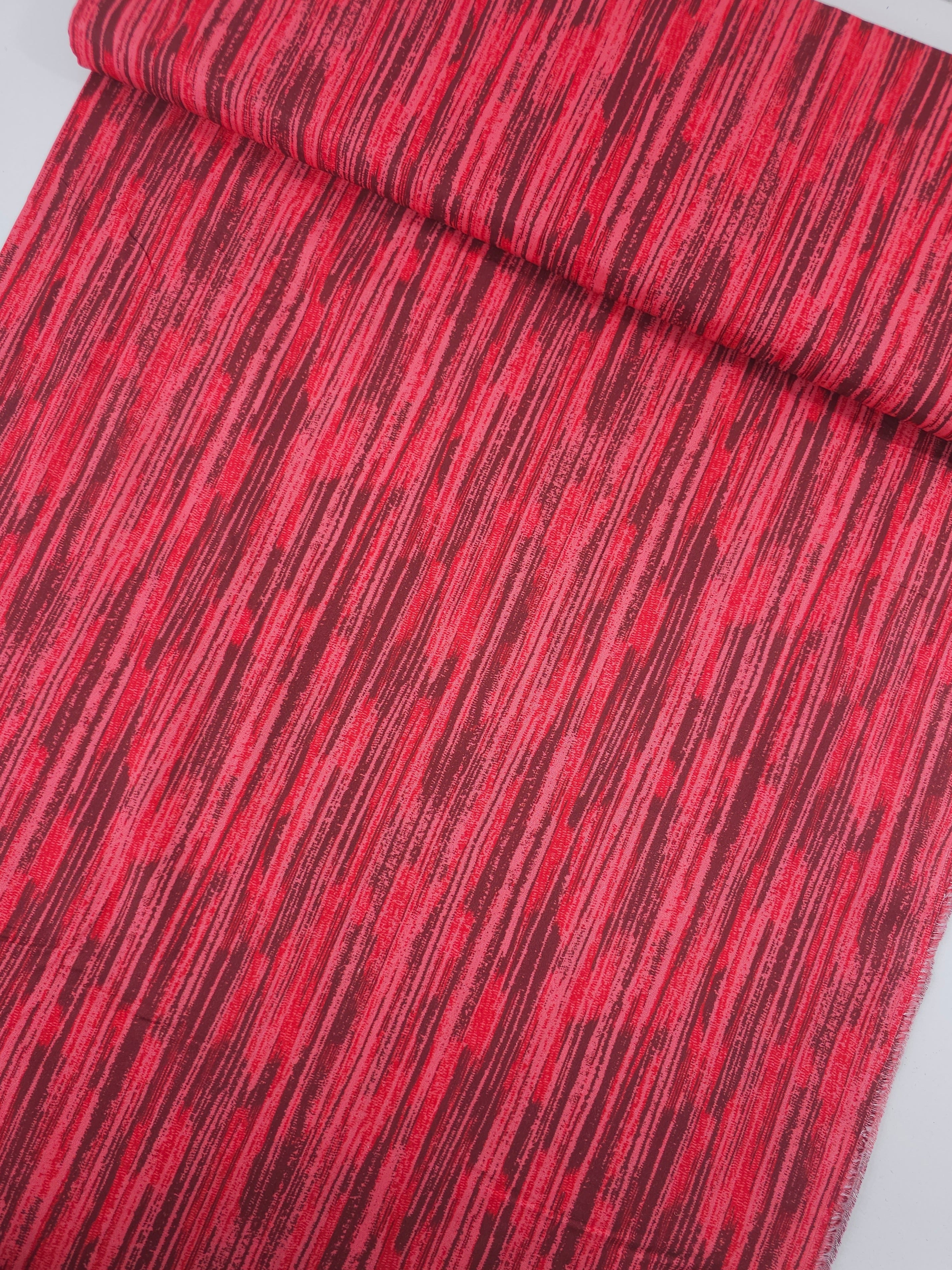Pinky Red Static Lines 100% Cotton
