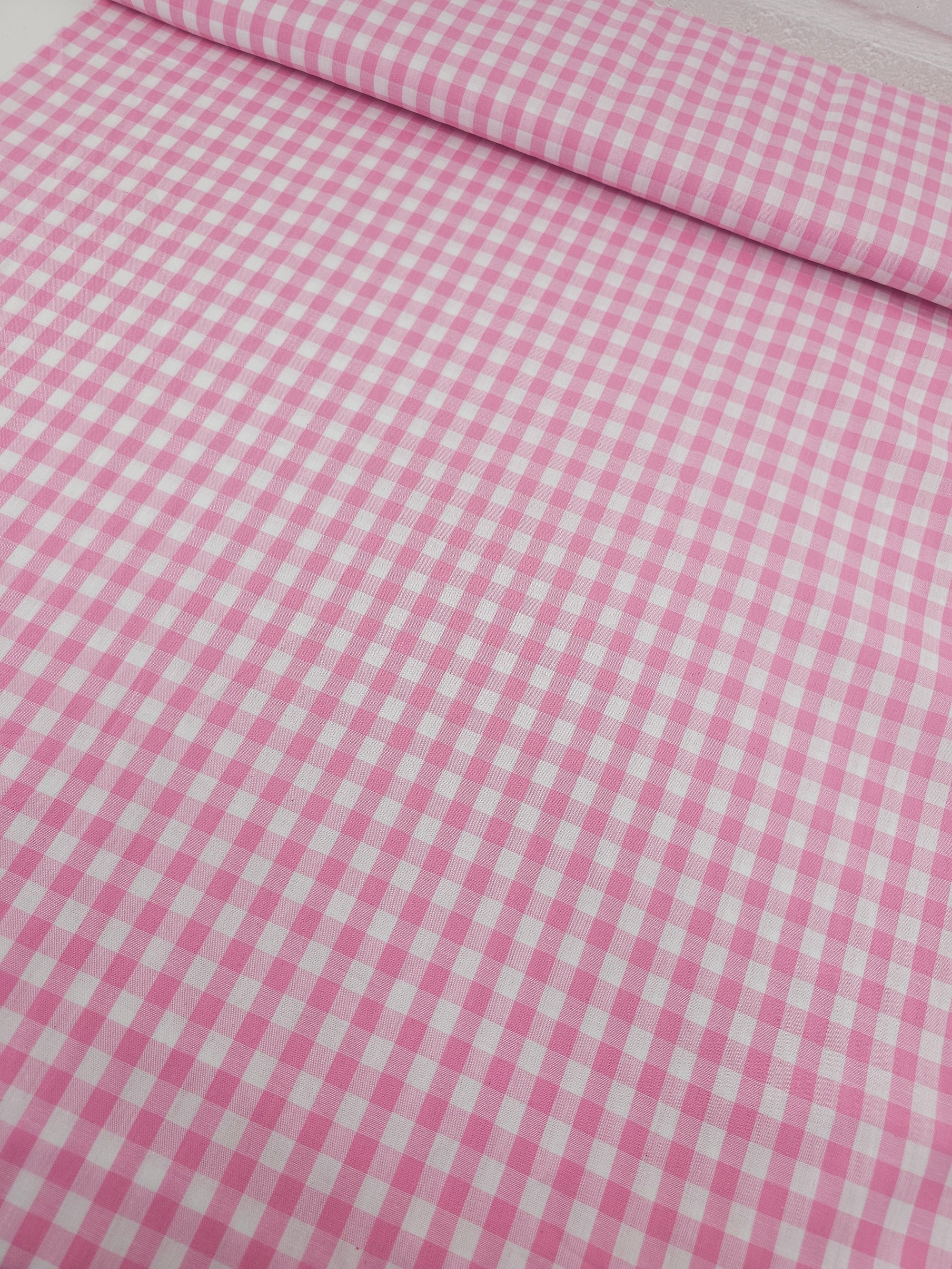 Pink Gingham 100% Cotton 55"