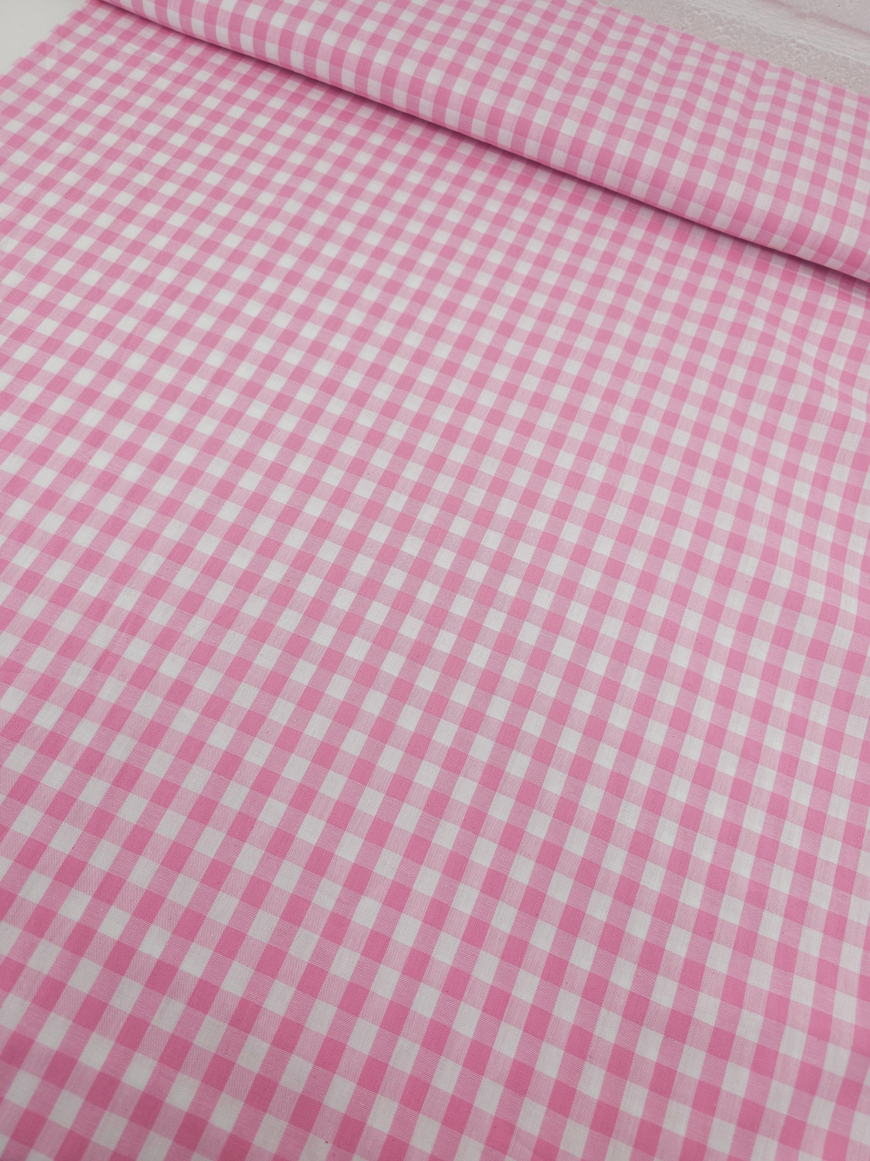 Pink Gingham 100% Cotton 55"