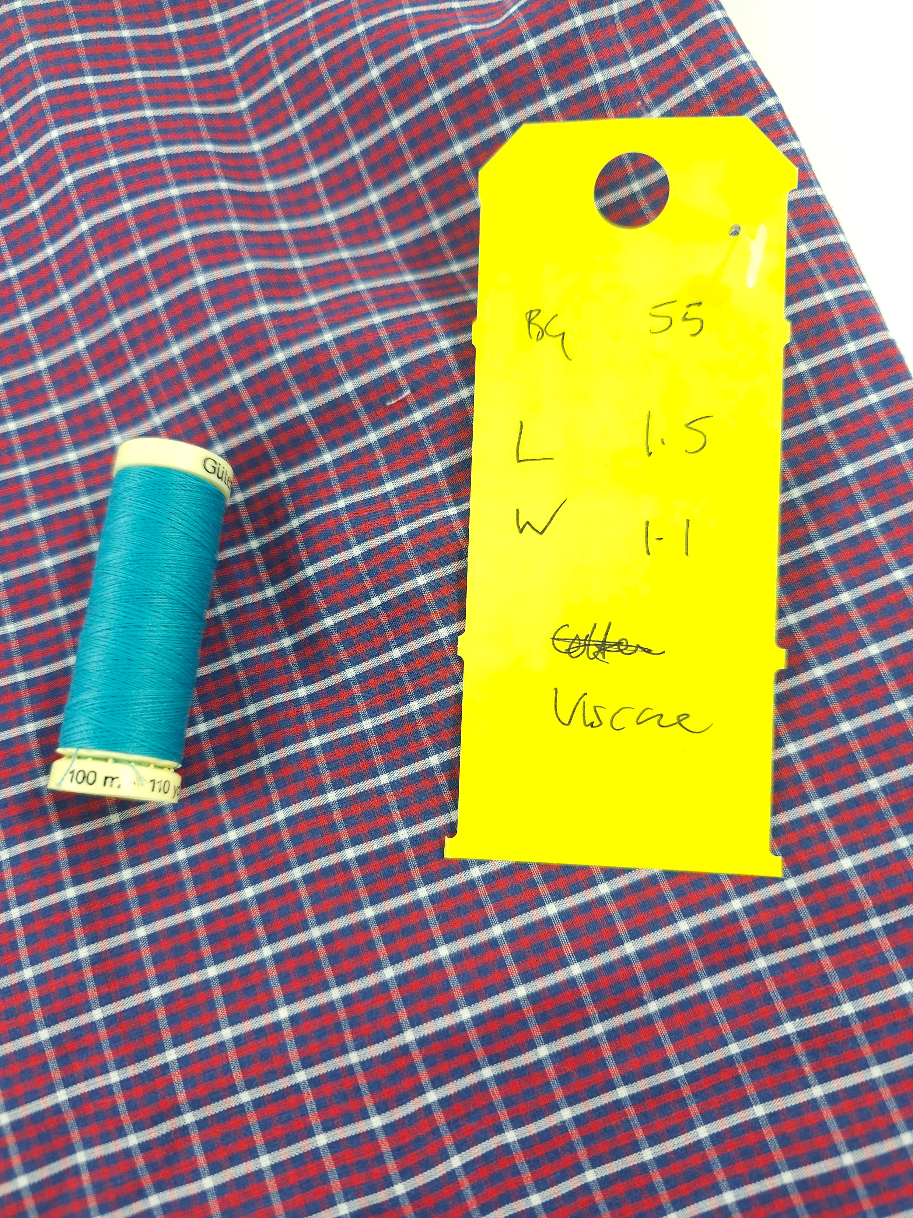 Red navy plaid Viscose - 1.5m piece