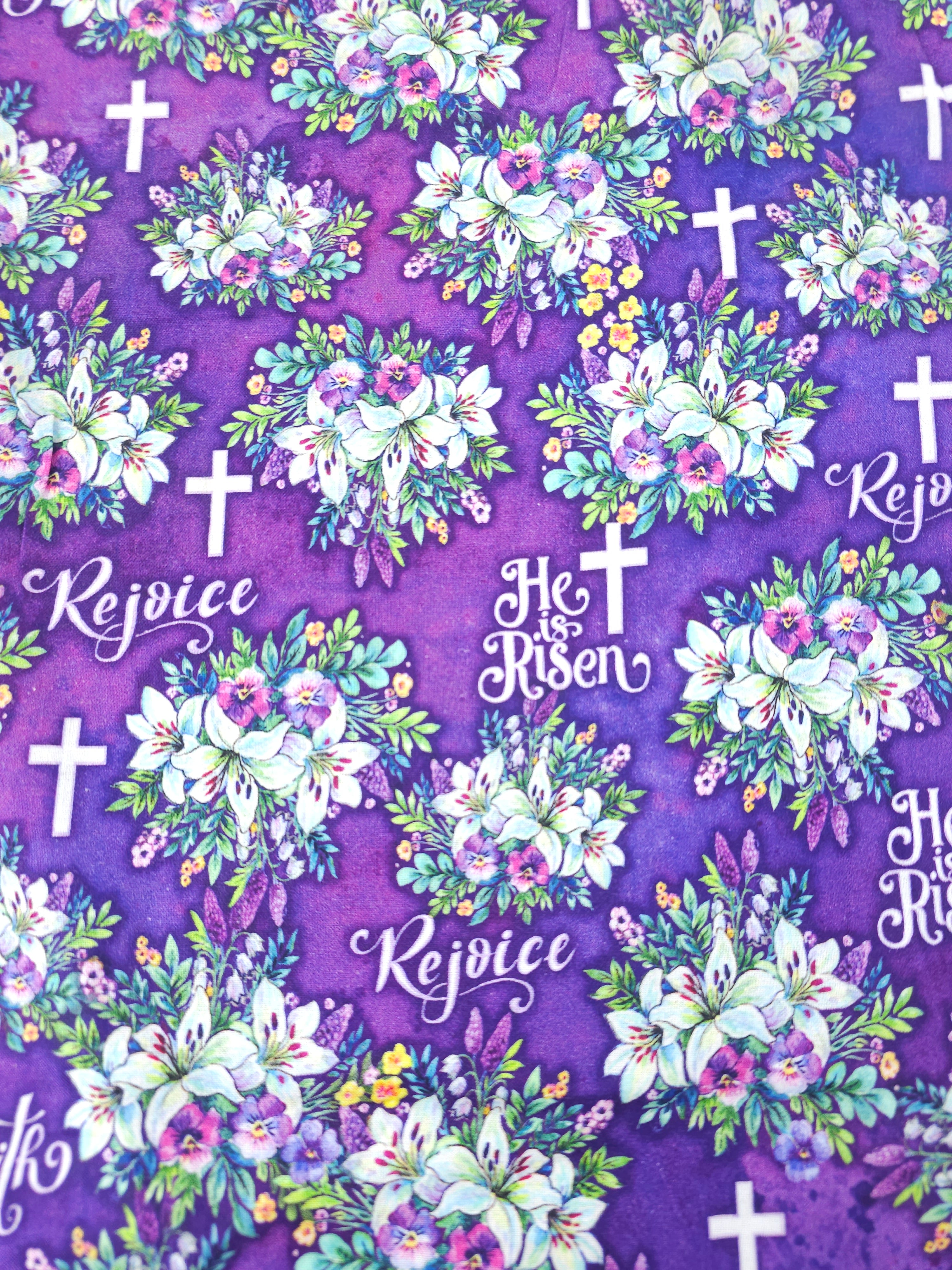 Purple Floral Rejoice 100% Cotton