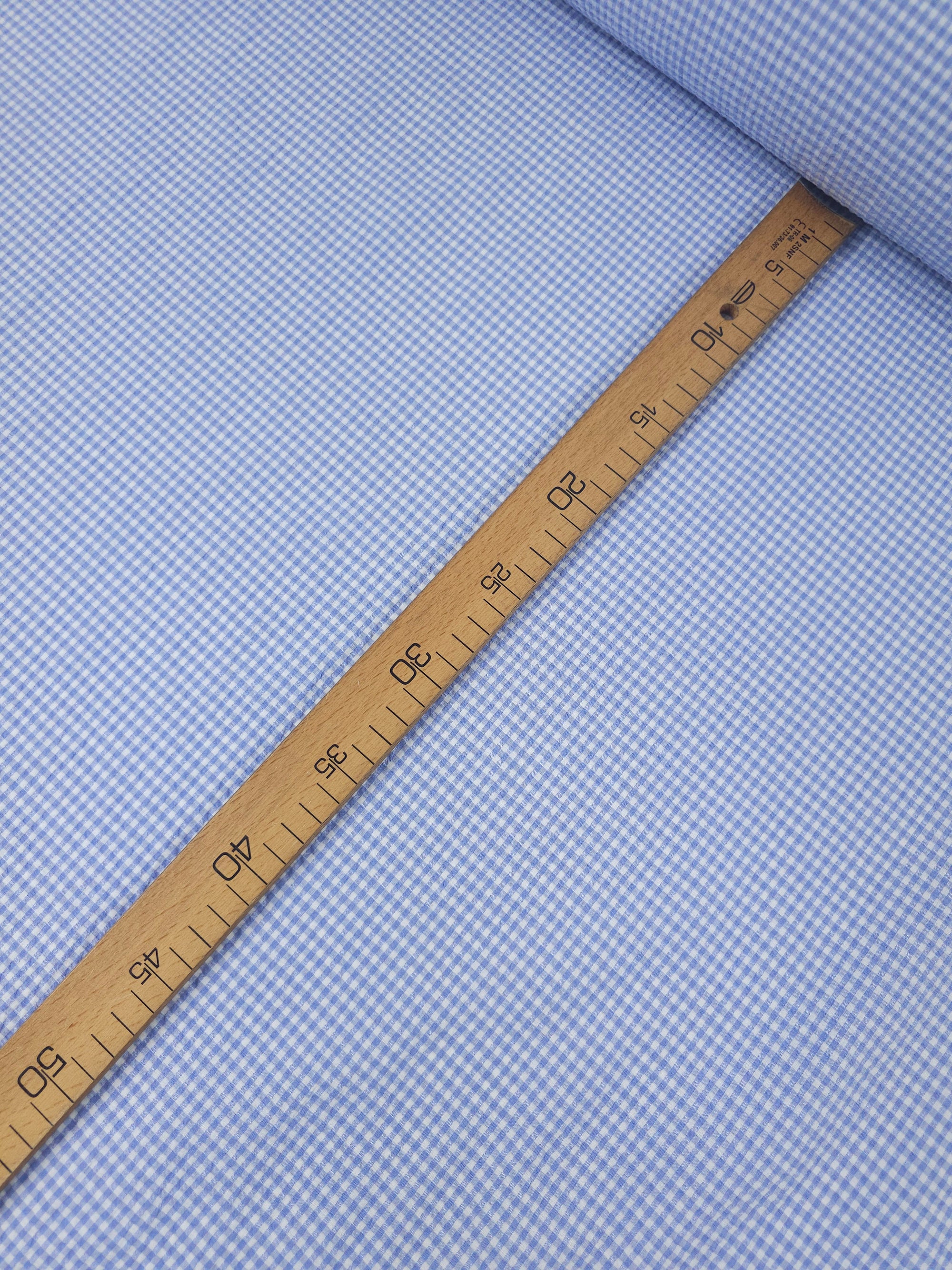 Baby Blue/White Mini Gingham Crinkle Cotton