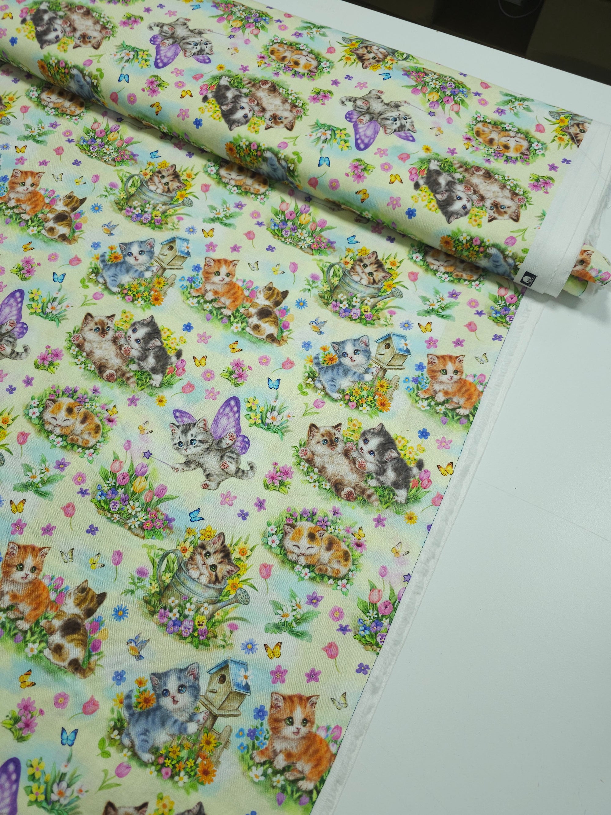 Floral Daydream Kittens 100% Cotton