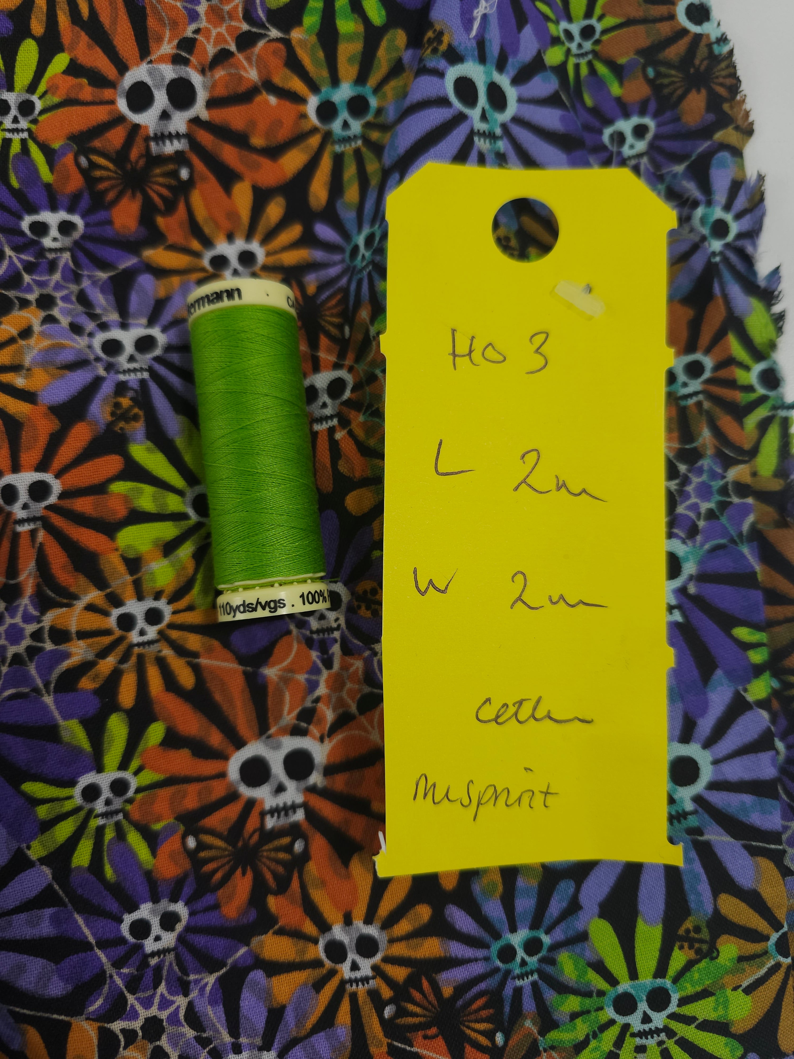 Flower halloween skull Cotton- 2m piece