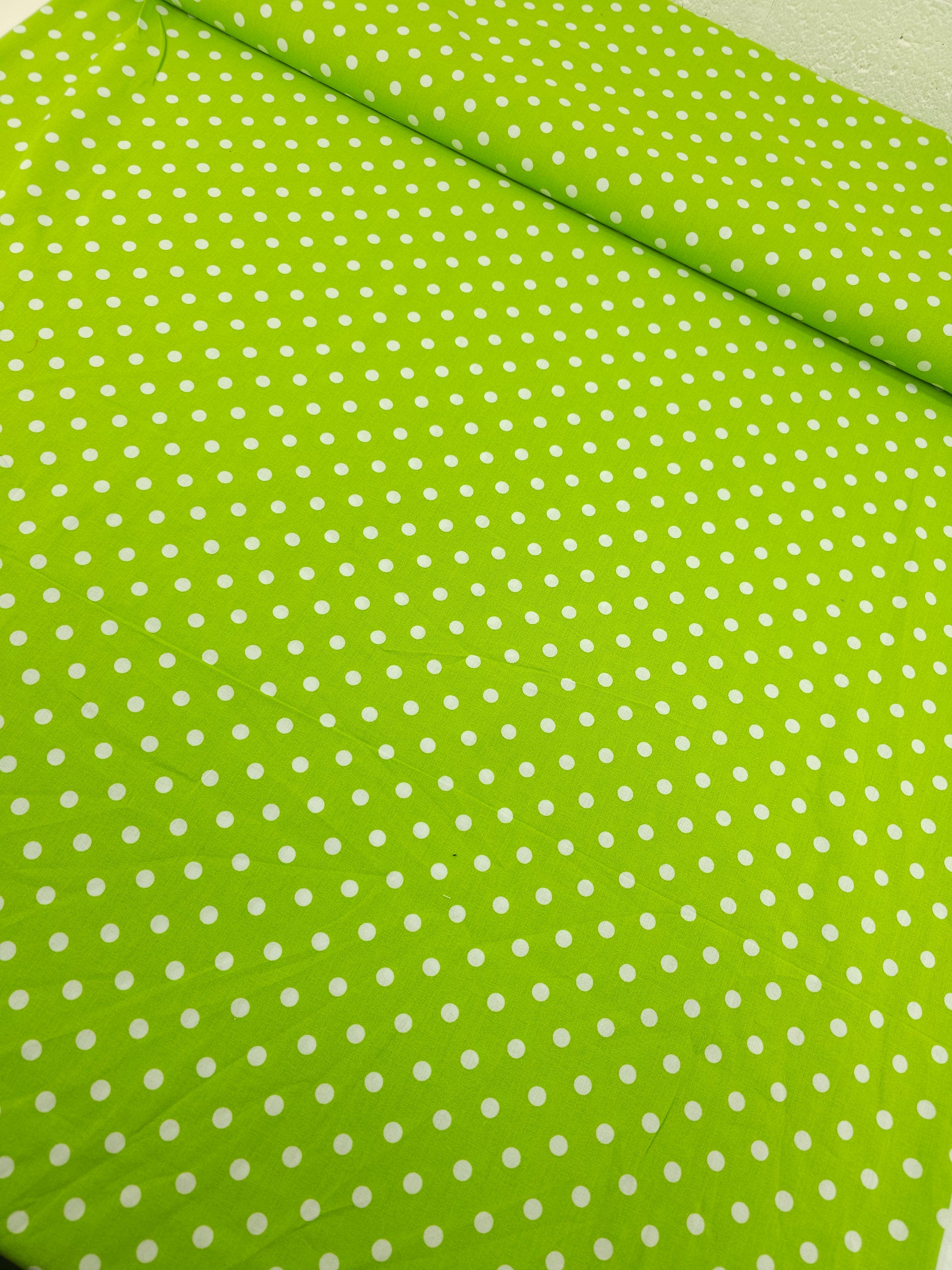 Lime Small Polka Spot Lightweight Cotton 57"