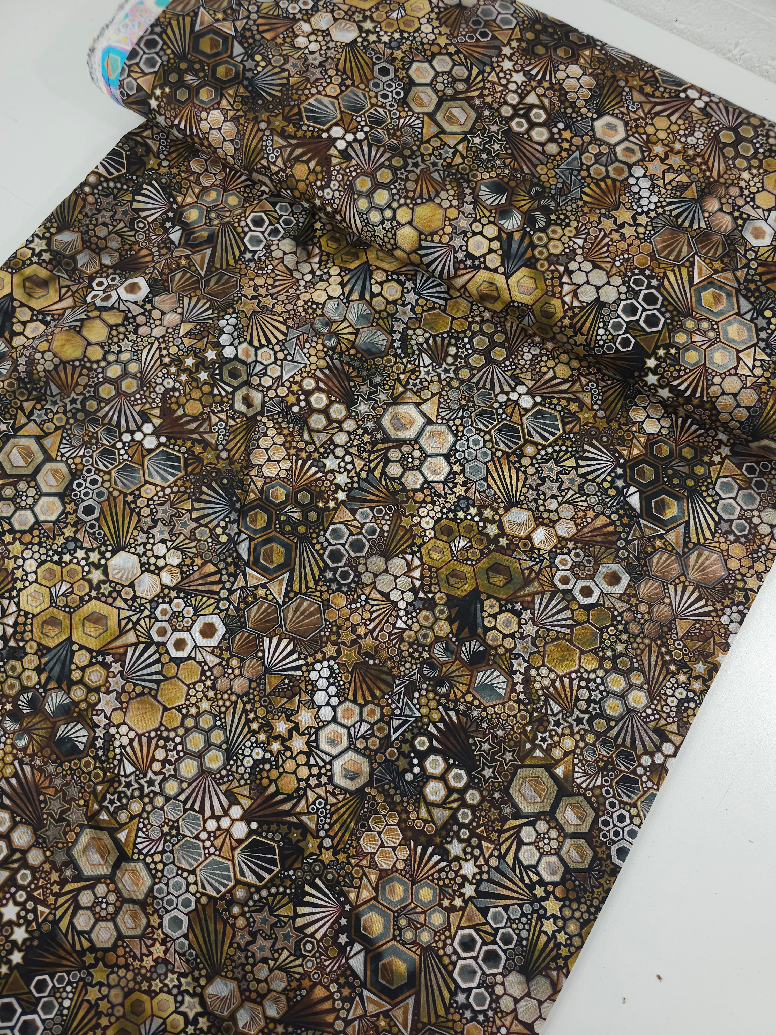 Brown/Bronze Star Phantasma 100% Cotton - Robert Kaufman