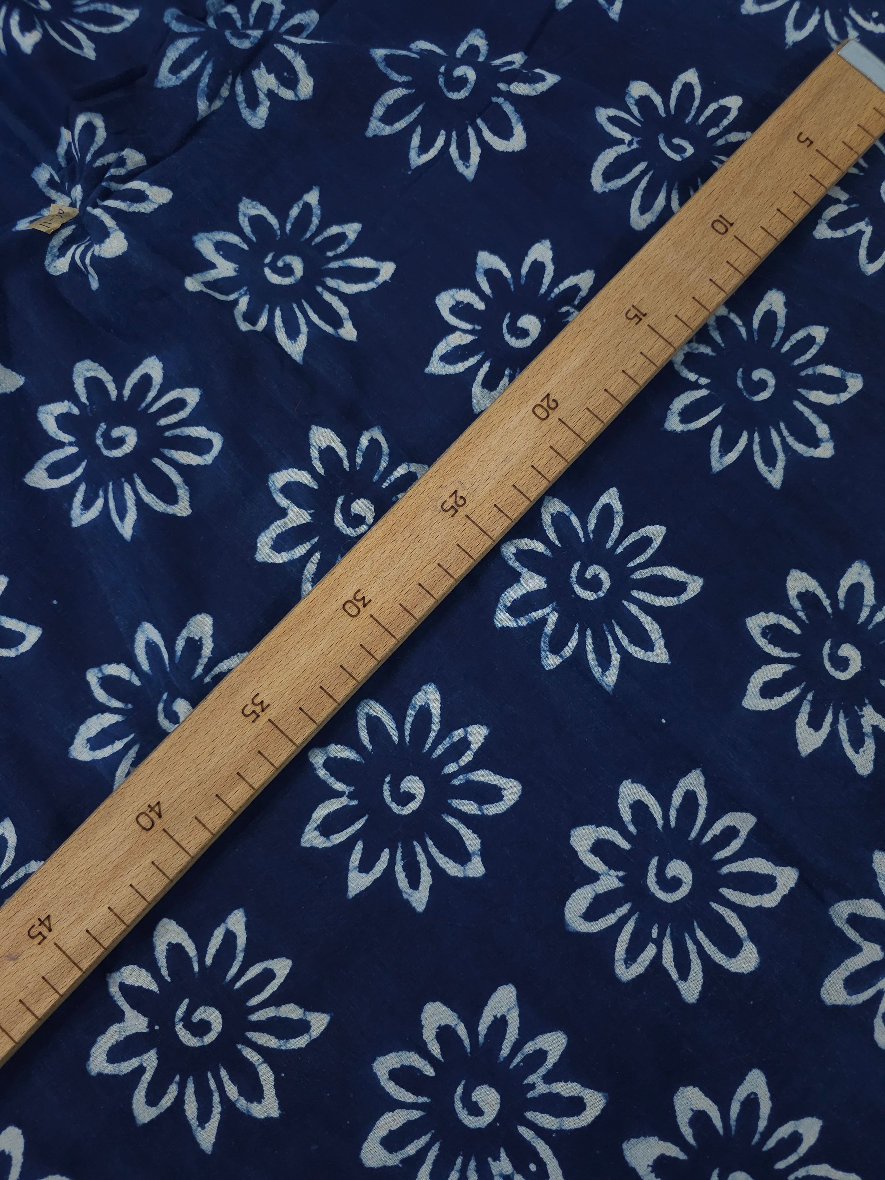 Deep Blue Wonder Flower Block Print Cotton