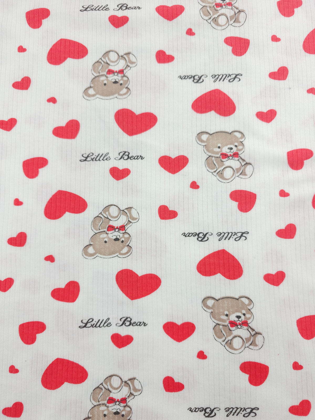 Red love bear Tubular Ribbing (Various sizes)