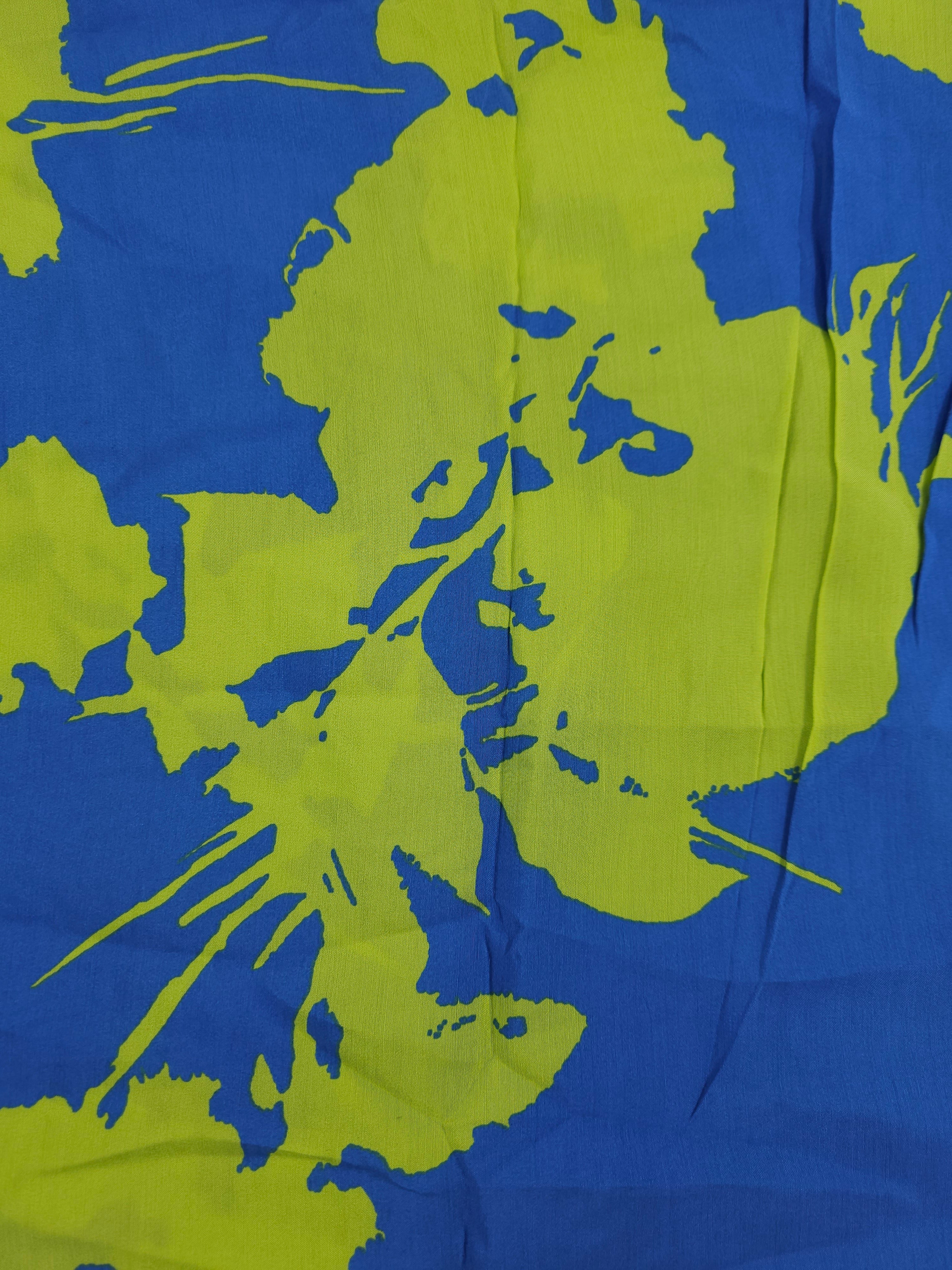 Lime/Blue Floral Cotton - 1.9m Piece