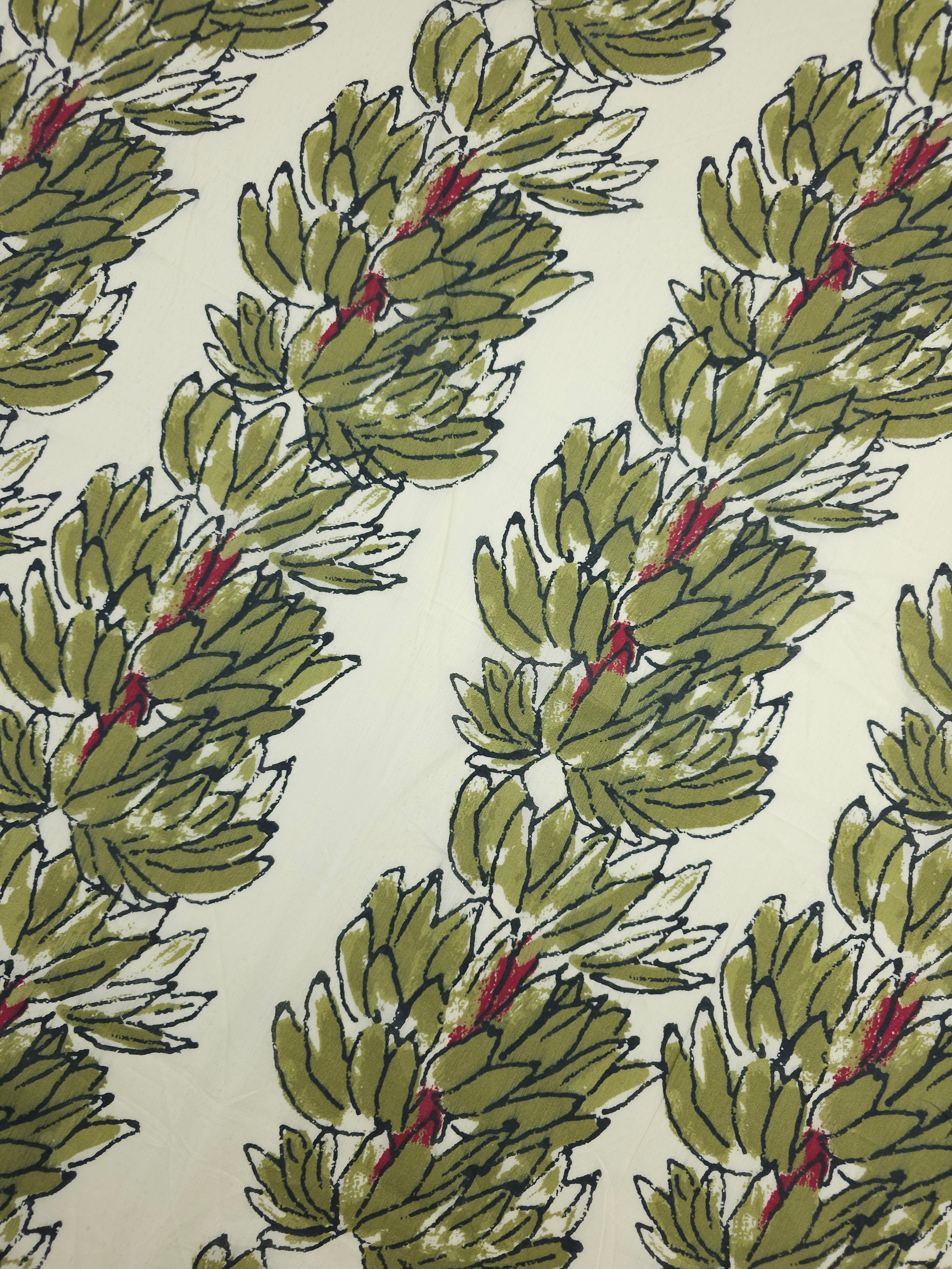 Olive Leaf Strand Stripe Cambric Cotton