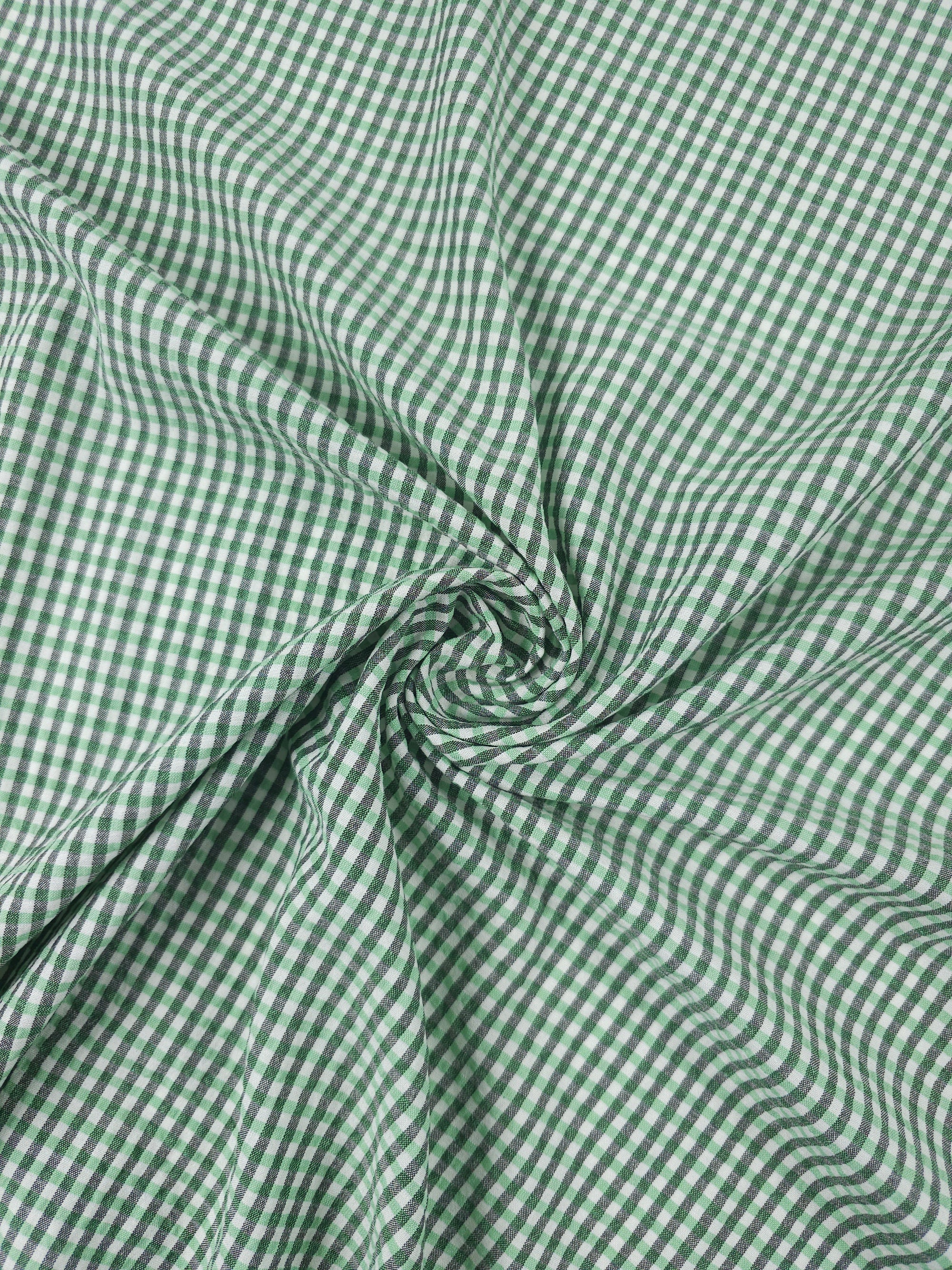 Green/Grey Mini Gingham Cotton Poly