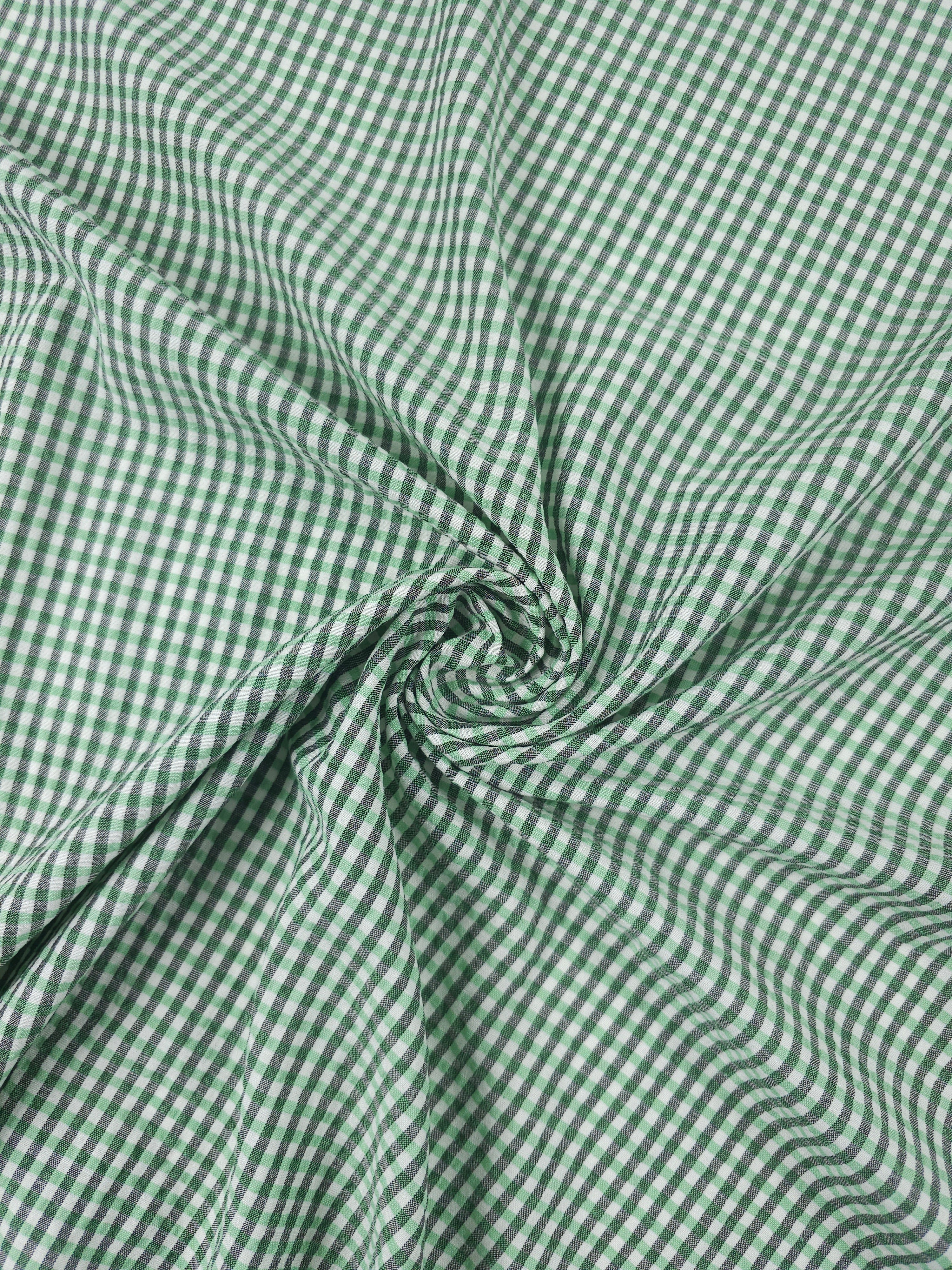 Green/Grey Mini Gingham Cotton Poly