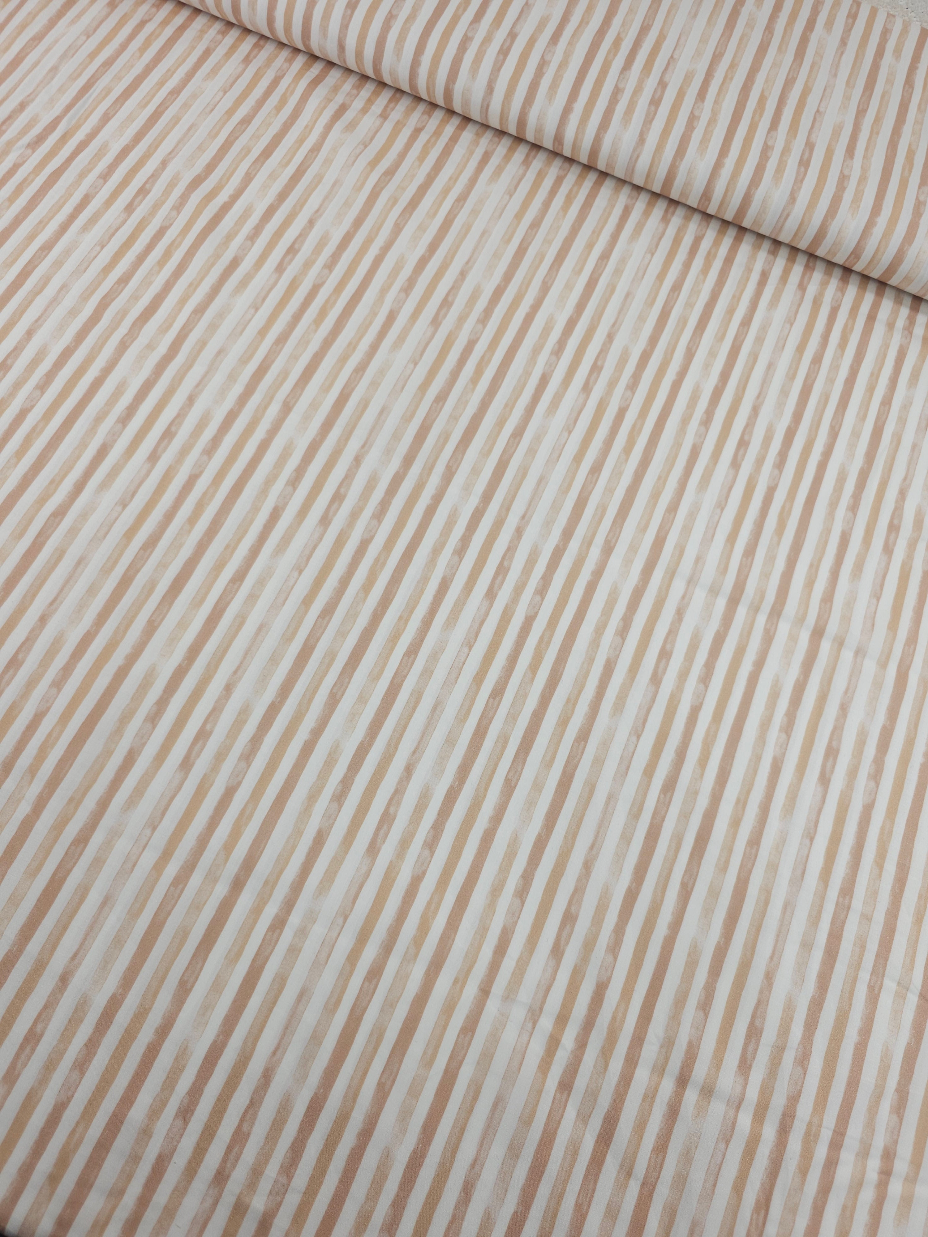 Peach Washed Stripes Lightweight Cotton 60"