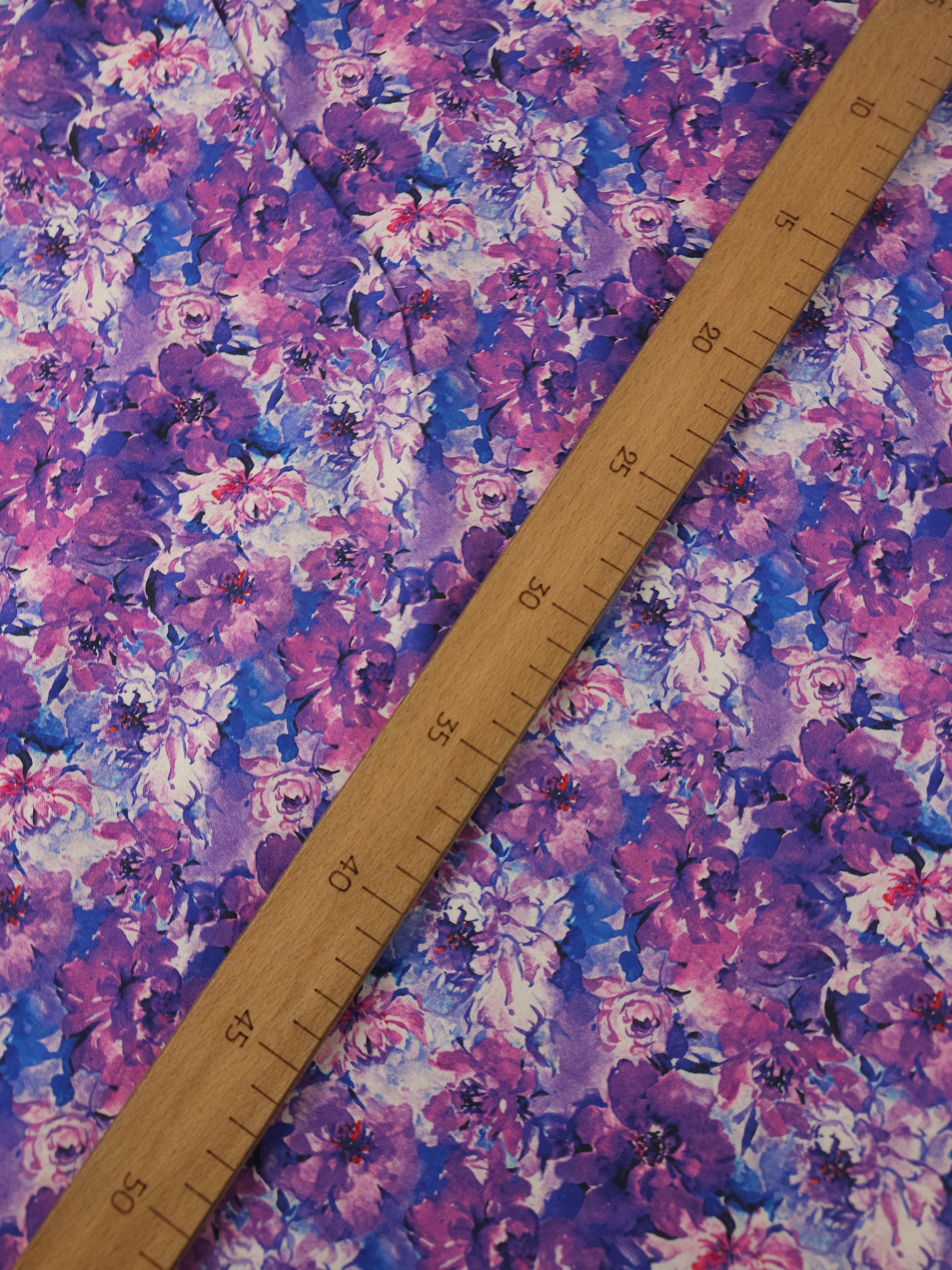 Purple Watercolour Flutter Floral 100% Cotton
