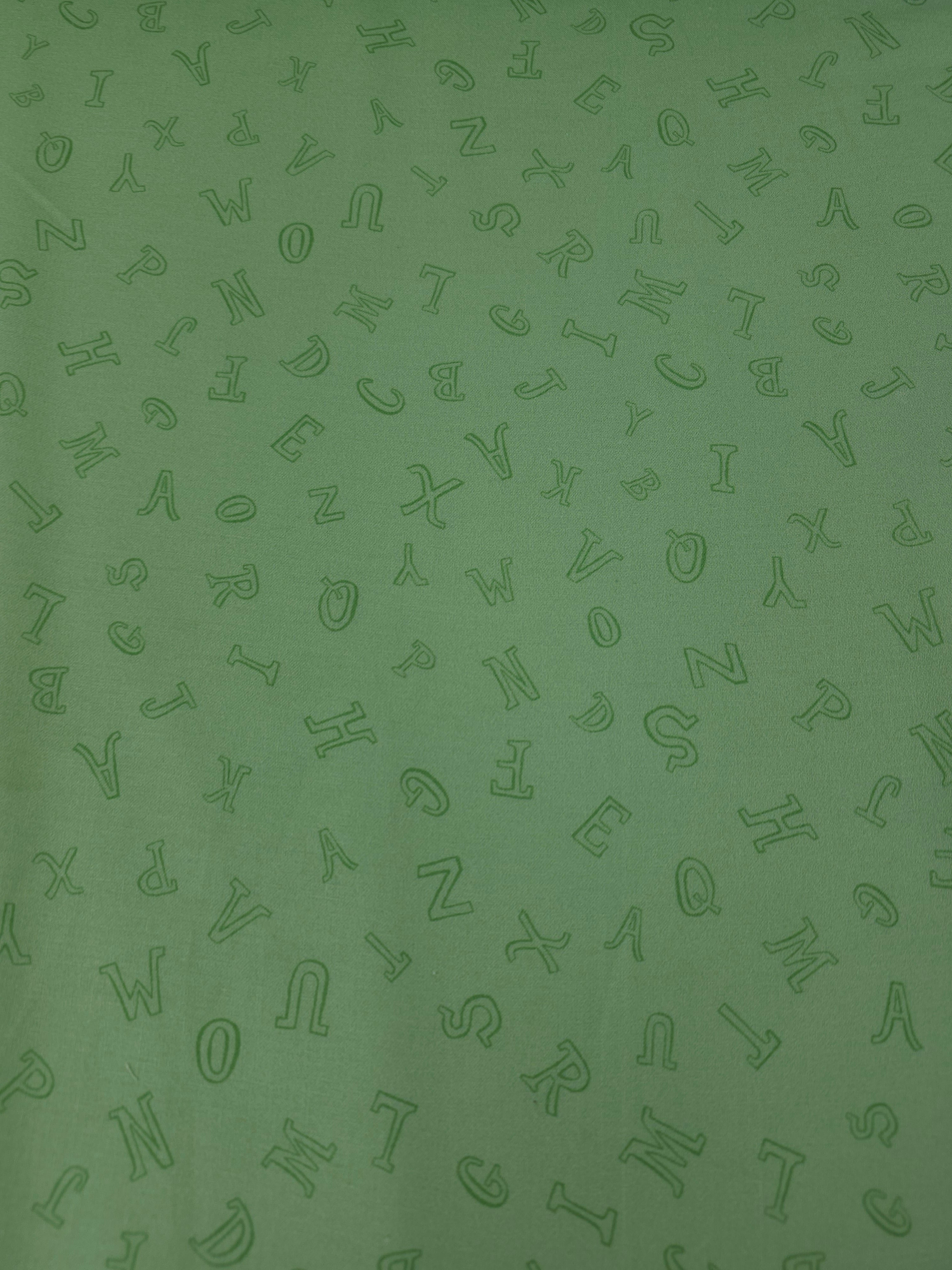 Green Novelty Alphabet 100% Cotton