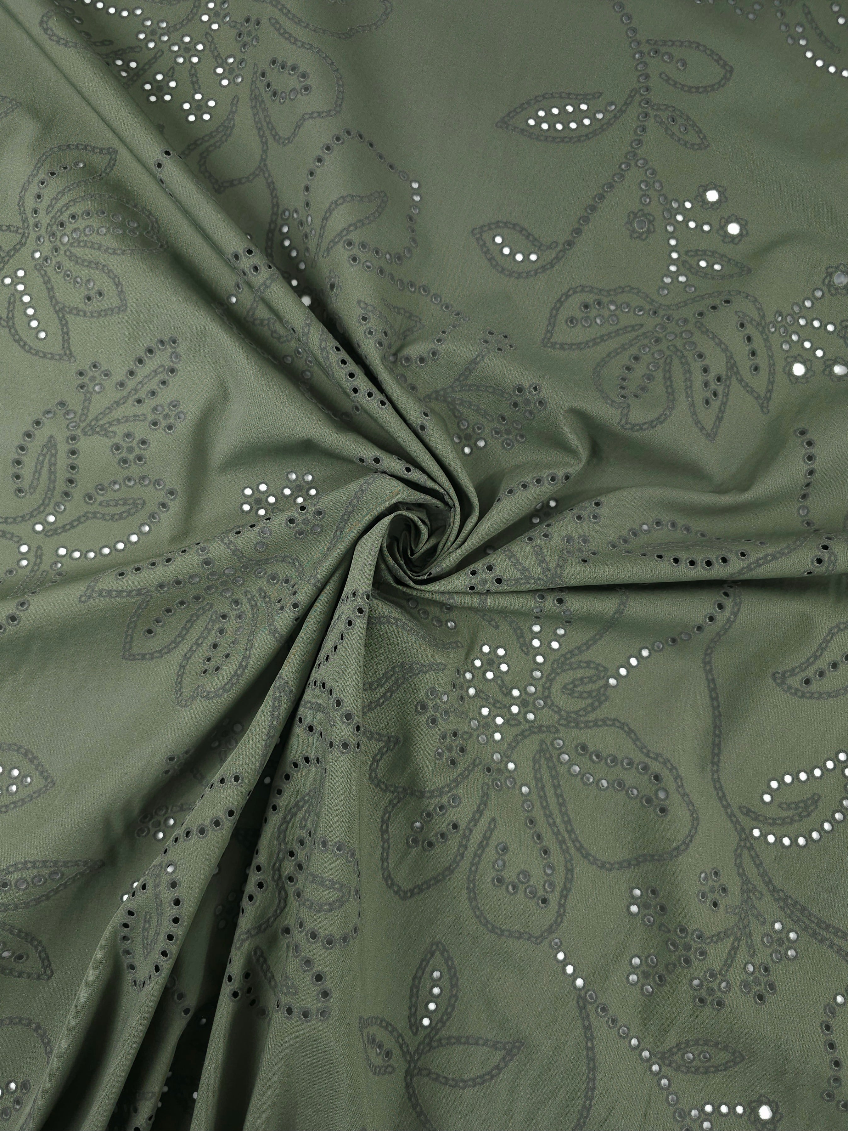 *PRE ORDER* Khaki Floral Laser Cut Cotton