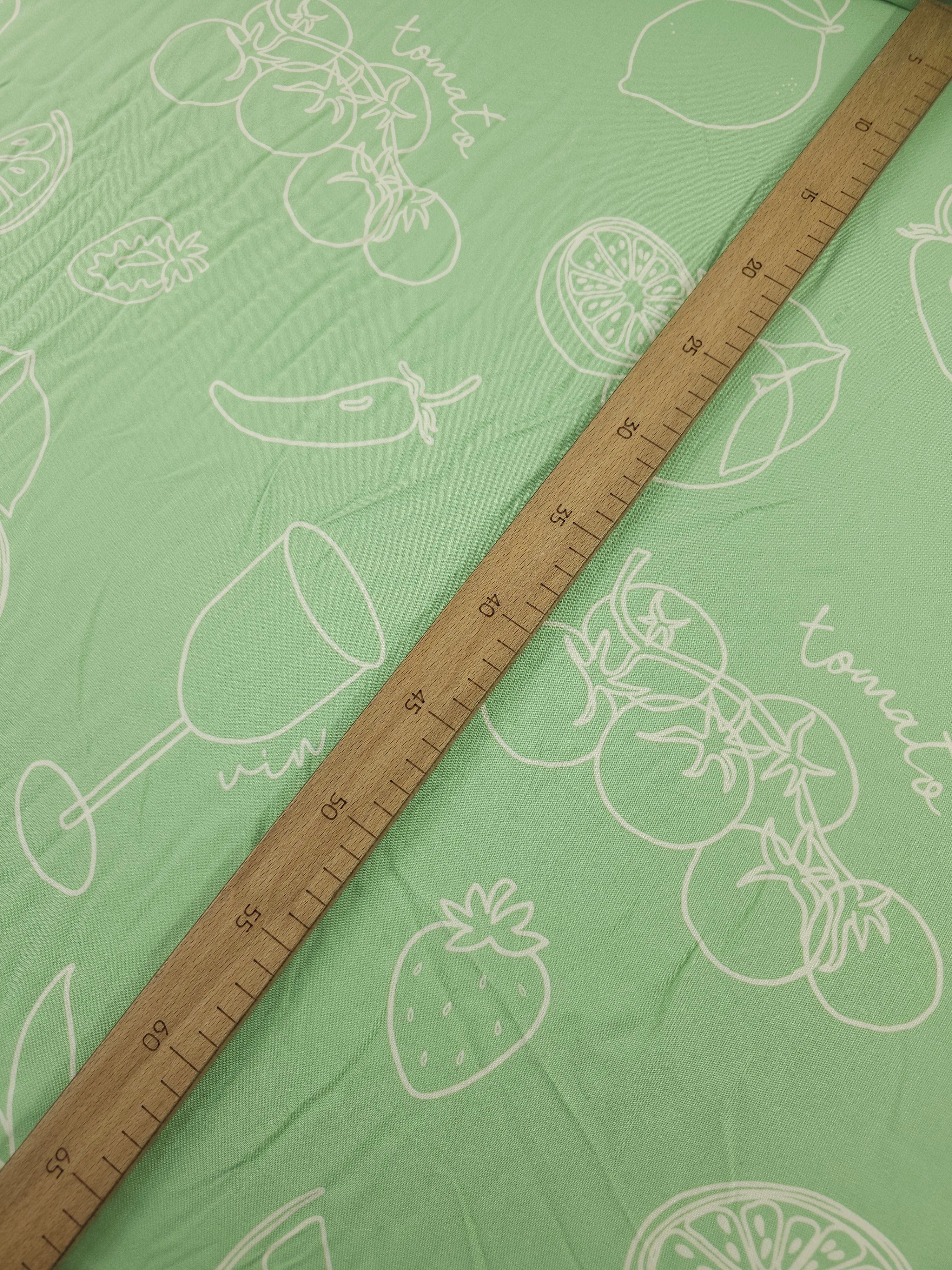 Minty Sage Fruit Cocktail Viscose Challis