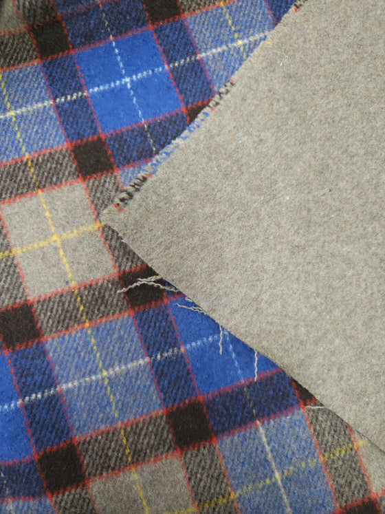 Grey/Blue Tartan Heavyweight Wool Mix